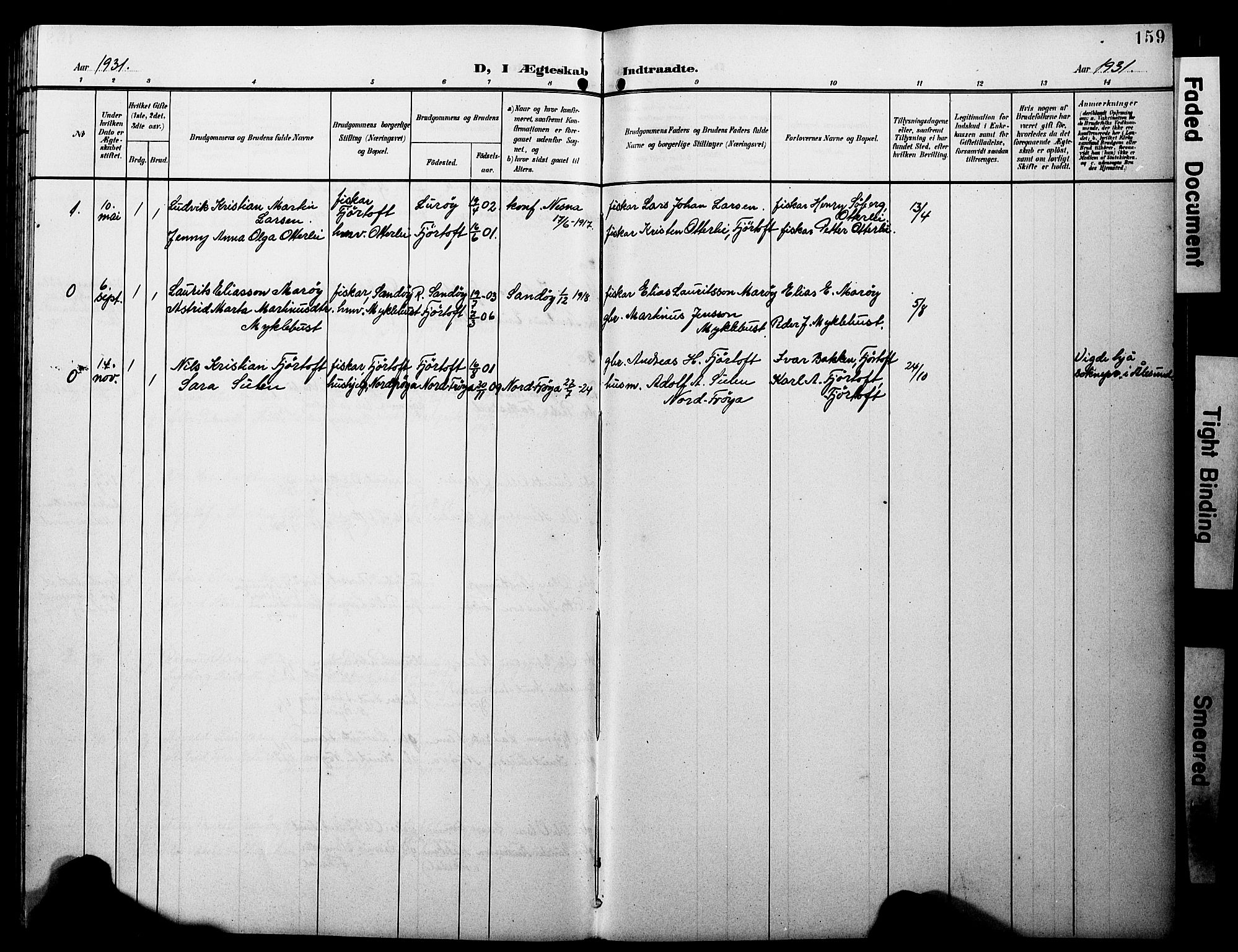 Ministerialprotokoller, klokkerbøker og fødselsregistre - Møre og Romsdal, AV/SAT-A-1454/538/L0524: Parish register (copy) no. 538C02, 1901-1931, p. 159