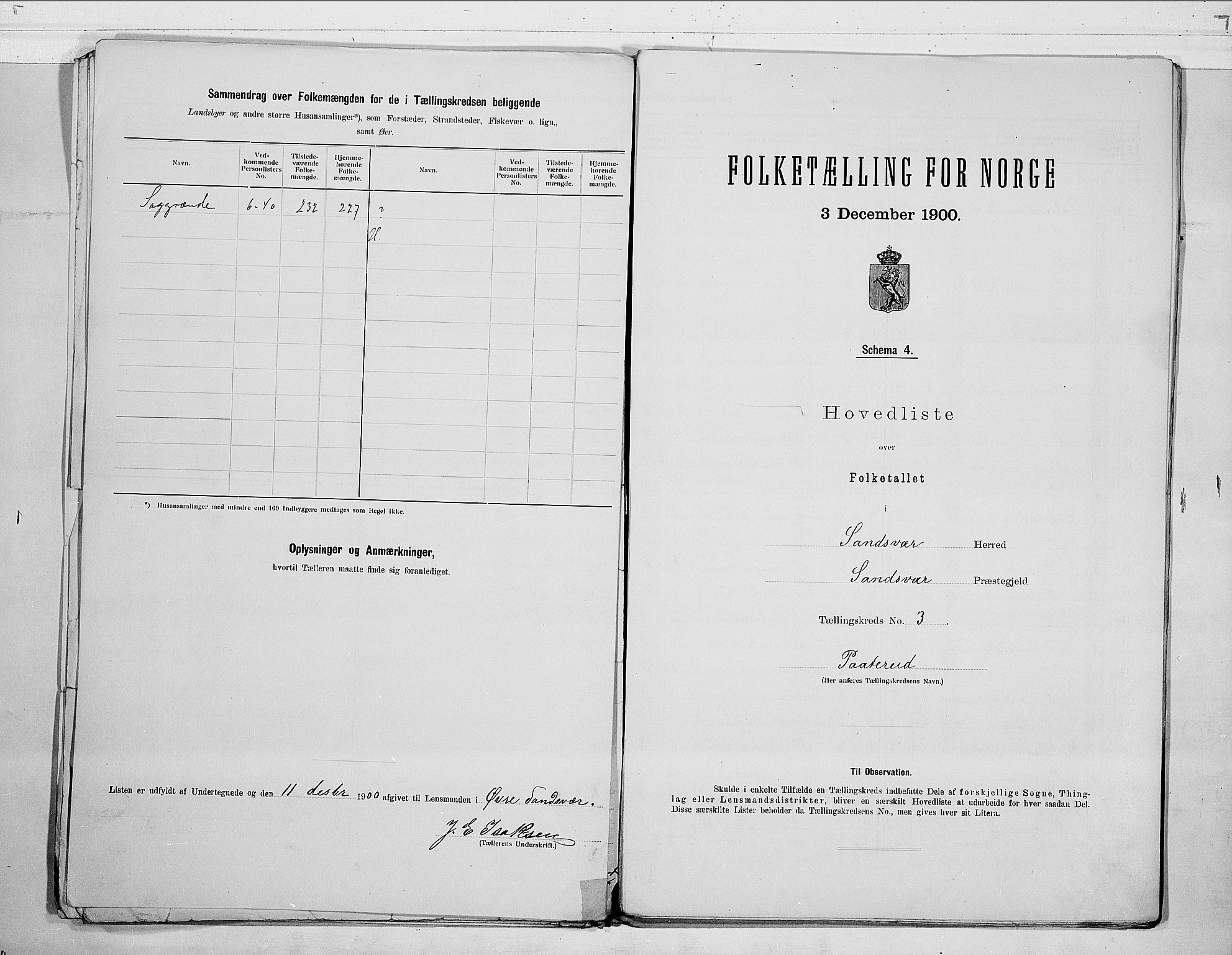 RA, 1900 census for Sandsvær, 1900, p. 8