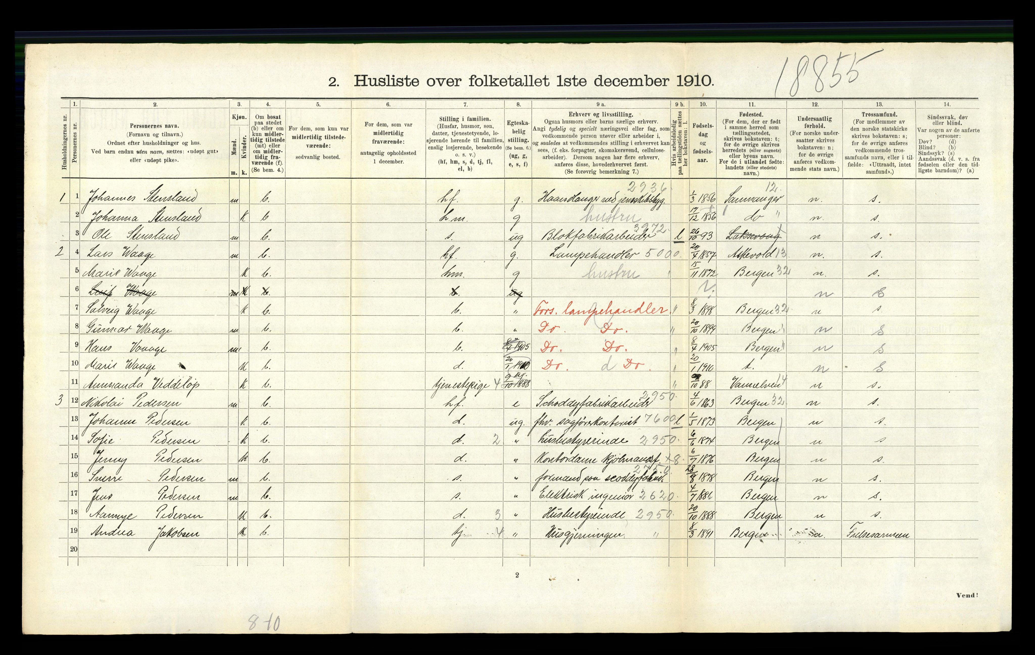 RA, 1910 census for Askøy, 1910, p. 2291