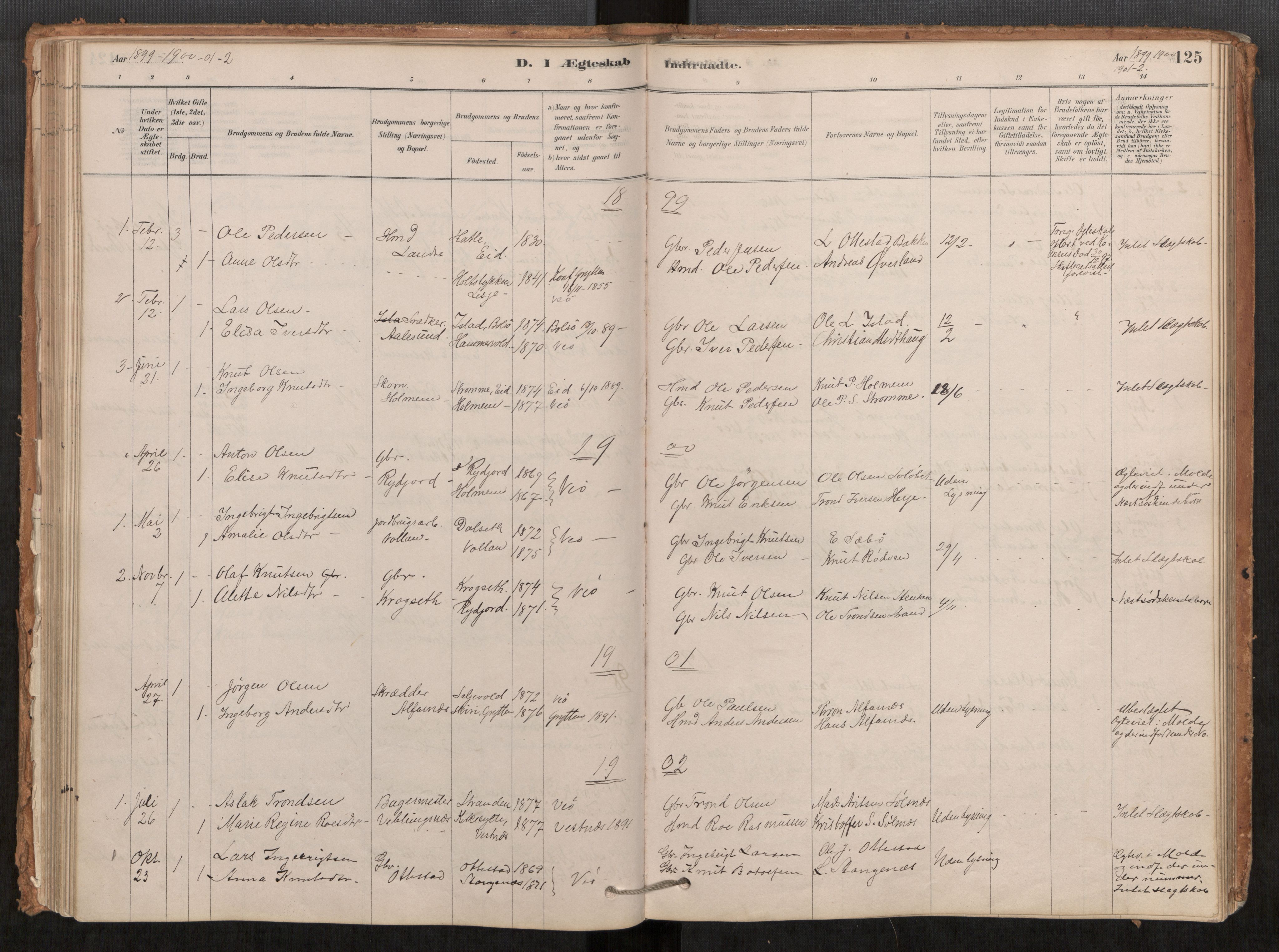 Ministerialprotokoller, klokkerbøker og fødselsregistre - Møre og Romsdal, AV/SAT-A-1454/548/L0615: Parish register (official) no. 548A02, 1878-1906, p. 125