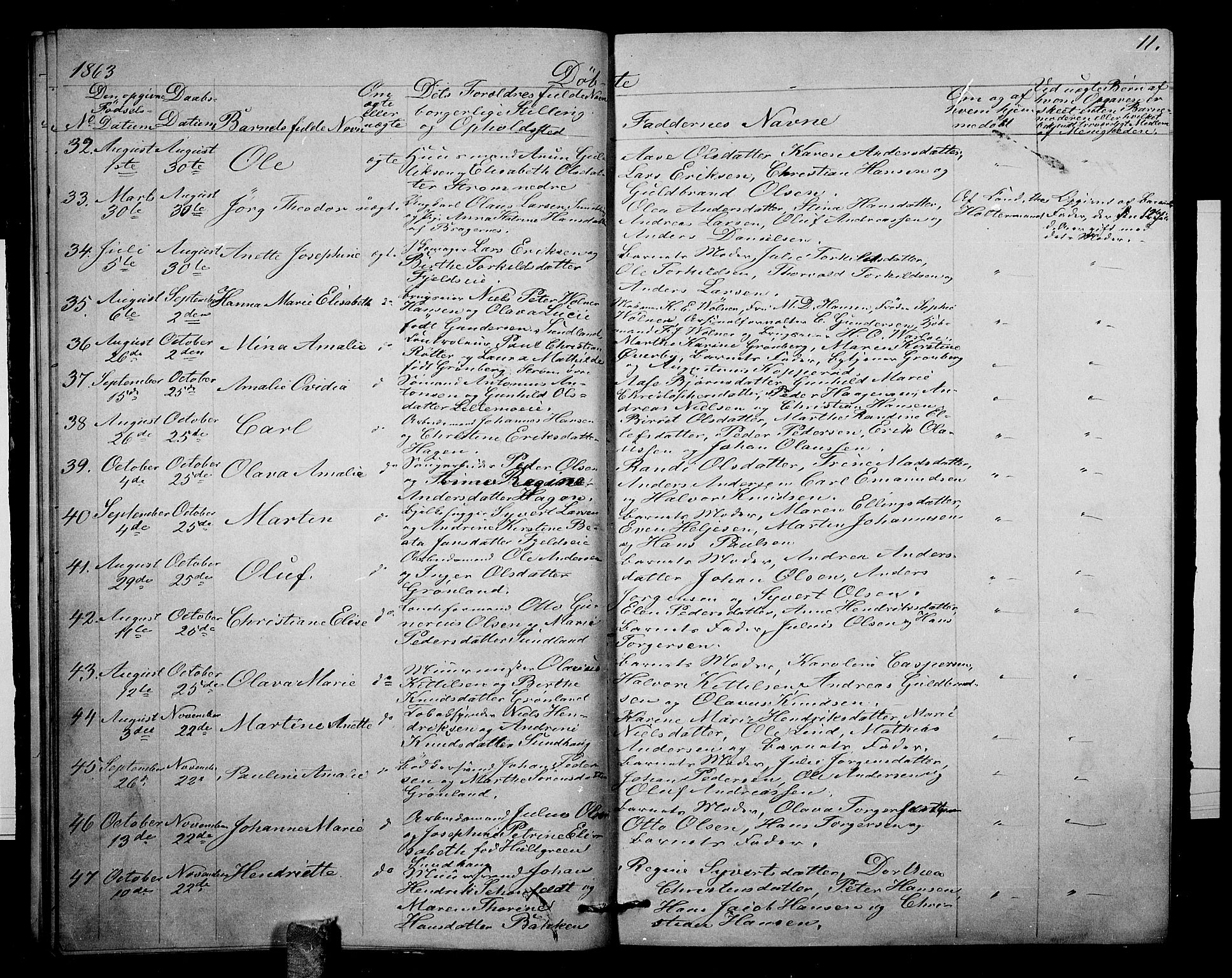 Strømsgodset kirkebøker, AV/SAKO-A-324/G/Ga/L0001: Parish register (copy) no. 1, 1860-1884, p. 11