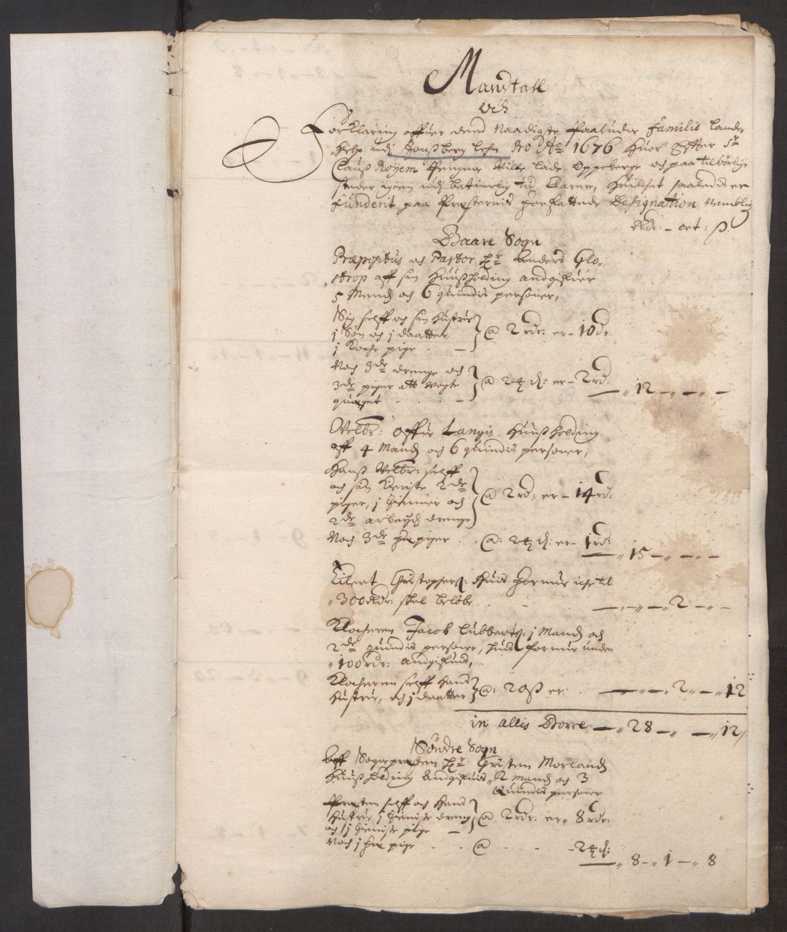 Rentekammeret inntil 1814, Reviderte regnskaper, Stiftamtstueregnskaper, Landkommissariatet på Akershus og Akershus stiftamt, AV/RA-EA-5869/R/Rb/L0125: Akershus stiftamt, 1676