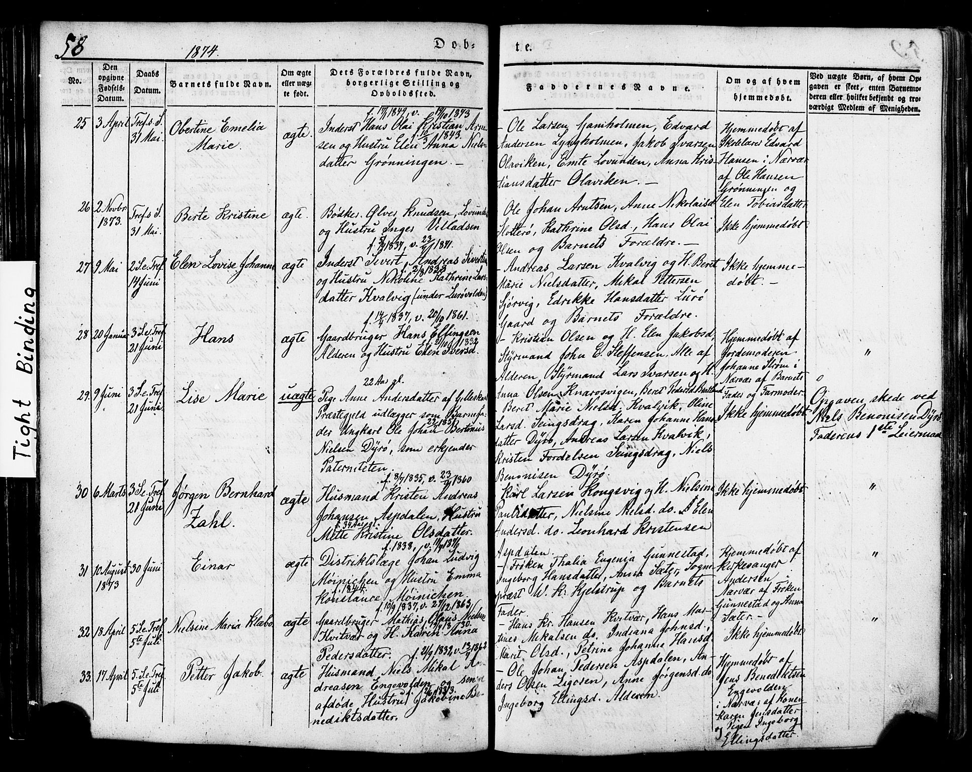 Ministerialprotokoller, klokkerbøker og fødselsregistre - Nordland, SAT/A-1459/839/L0567: Parish register (official) no. 839A04, 1863-1879, p. 58