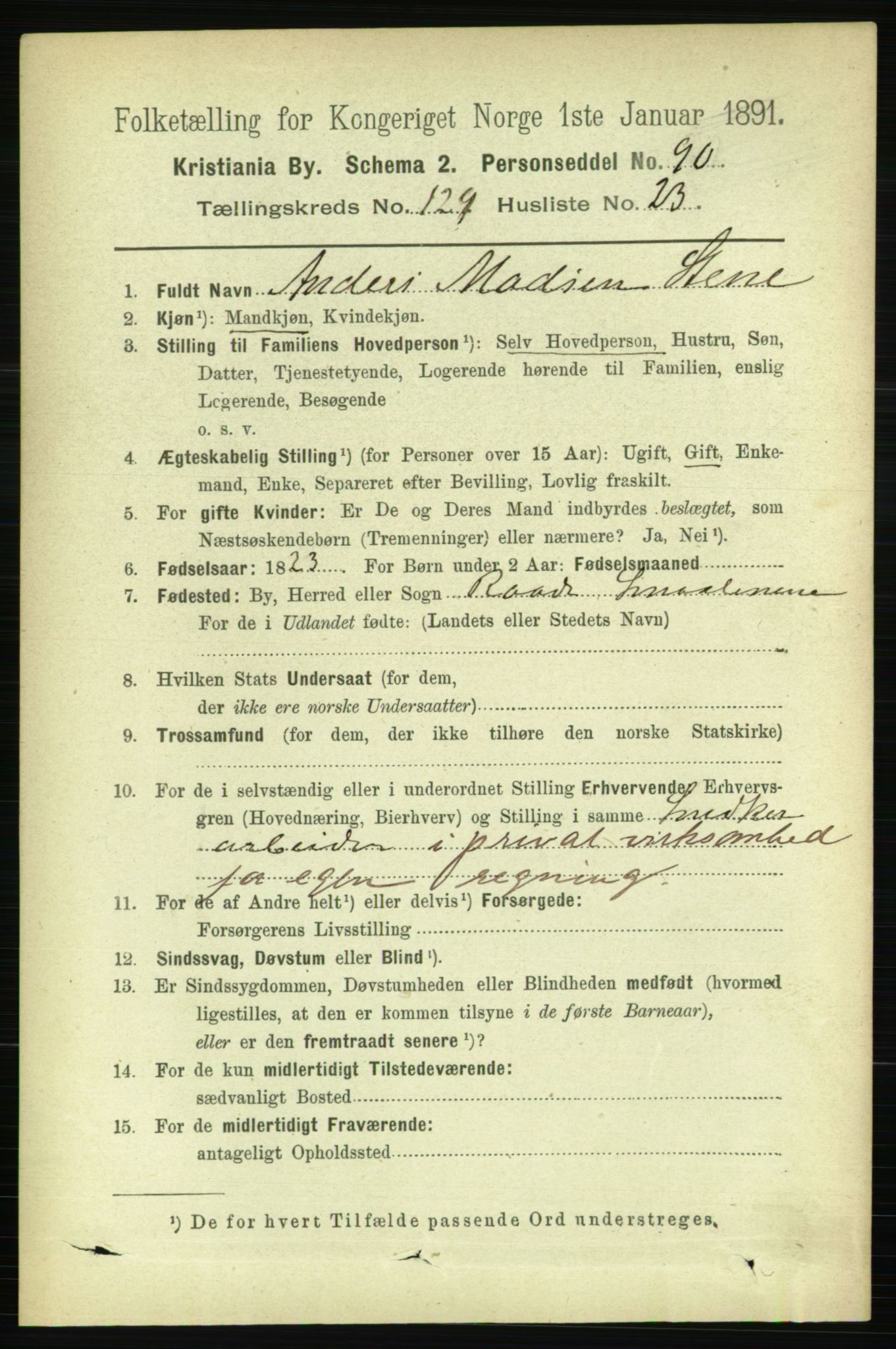 RA, 1891 census for 0301 Kristiania, 1891, p. 69984