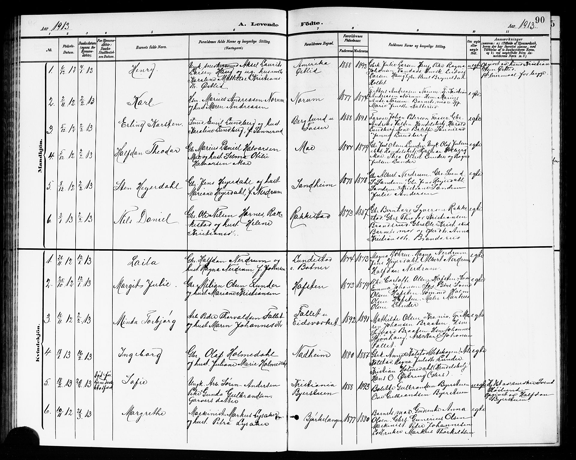Høland prestekontor Kirkebøker, SAO/A-10346a/G/Ga/L0007: Parish register (copy) no. I 7, 1902-1914, p. 90