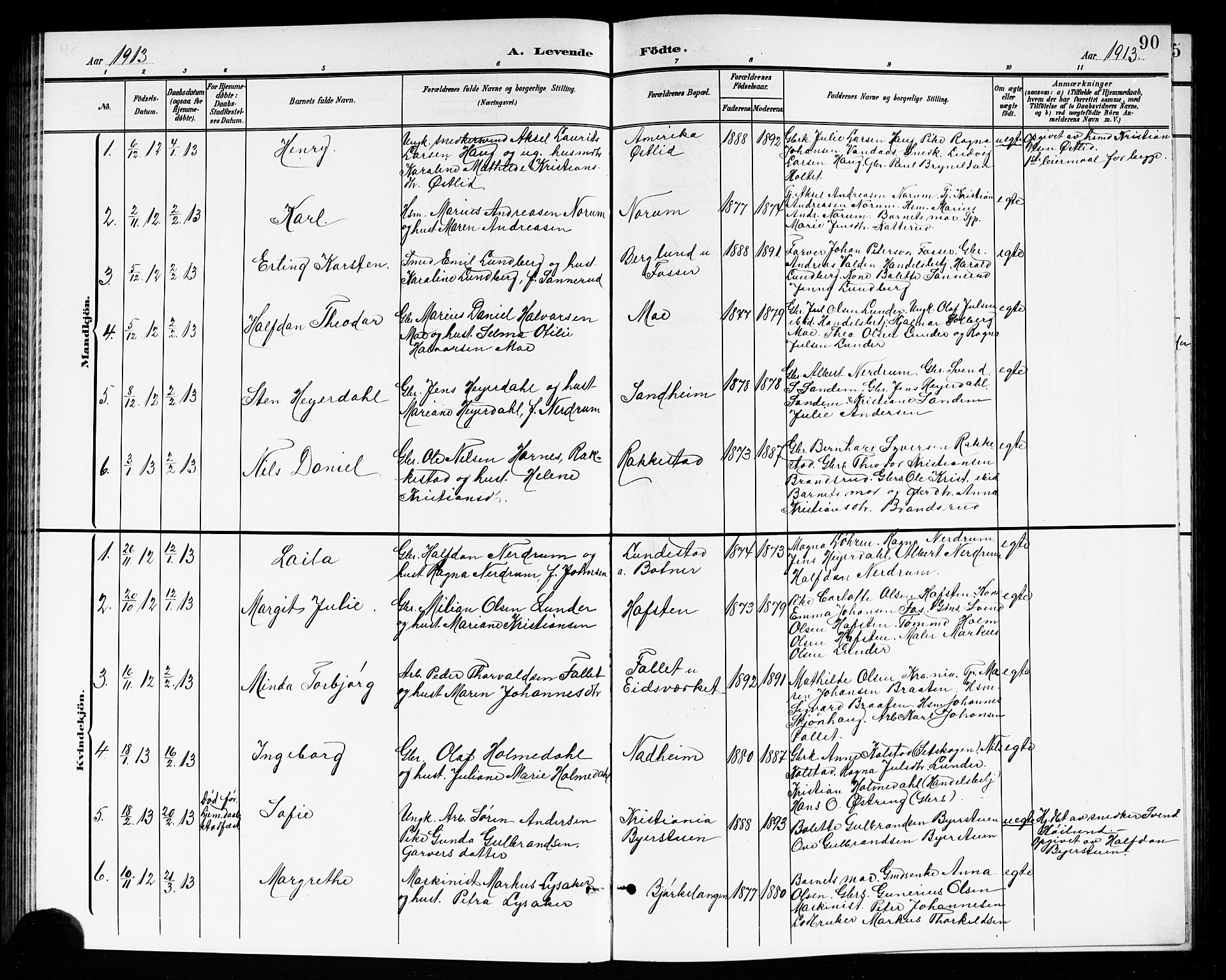 Høland prestekontor Kirkebøker, AV/SAO-A-10346a/G/Ga/L0007: Parish register (copy) no. I 7, 1902-1914, p. 90