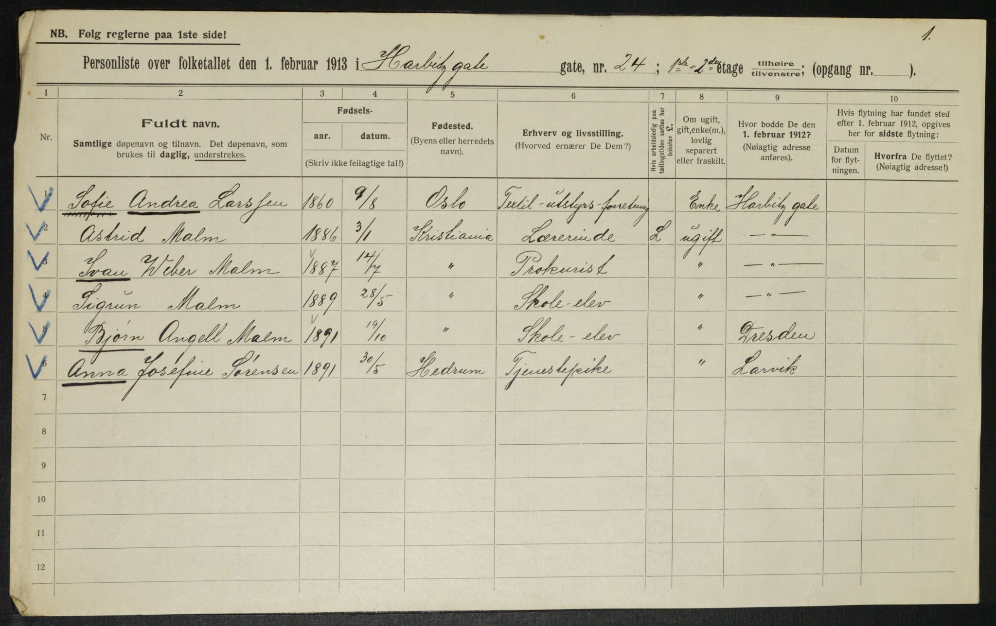 OBA, Municipal Census 1913 for Kristiania, 1913, p. 81303