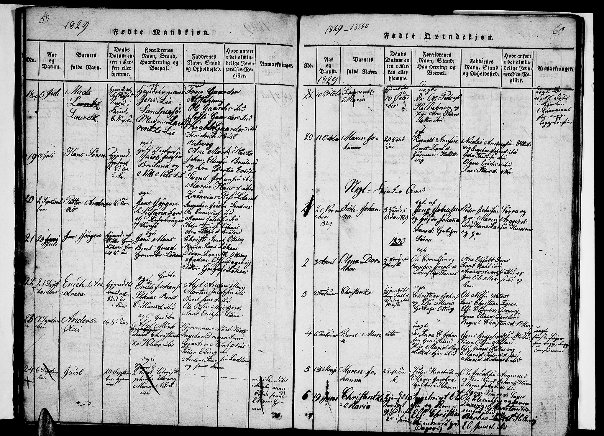 Ministerialprotokoller, klokkerbøker og fødselsregistre - Nordland, AV/SAT-A-1459/831/L0474: Parish register (copy) no. 831C01, 1820-1850, p. 59-60