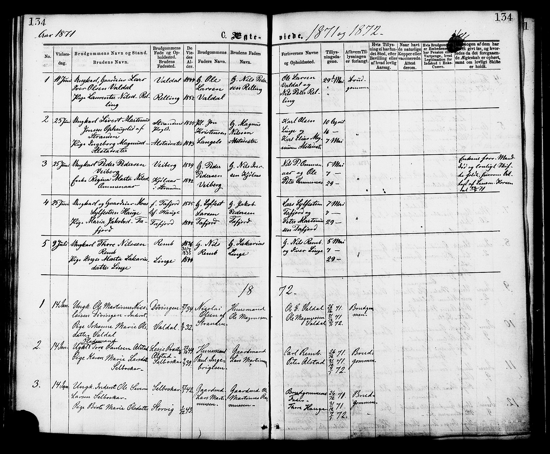 Ministerialprotokoller, klokkerbøker og fødselsregistre - Møre og Romsdal, AV/SAT-A-1454/519/L0254: Parish register (official) no. 519A13, 1868-1883, p. 134