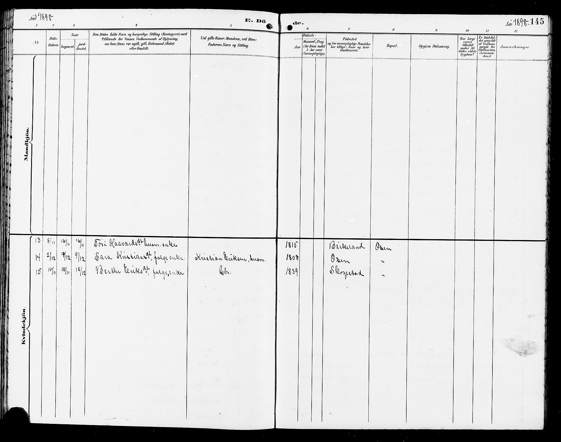Bakke sokneprestkontor, SAK/1111-0002/F/Fb/Fba/L0003: Parish register (copy) no. B 3, 1894-1910, p. 145