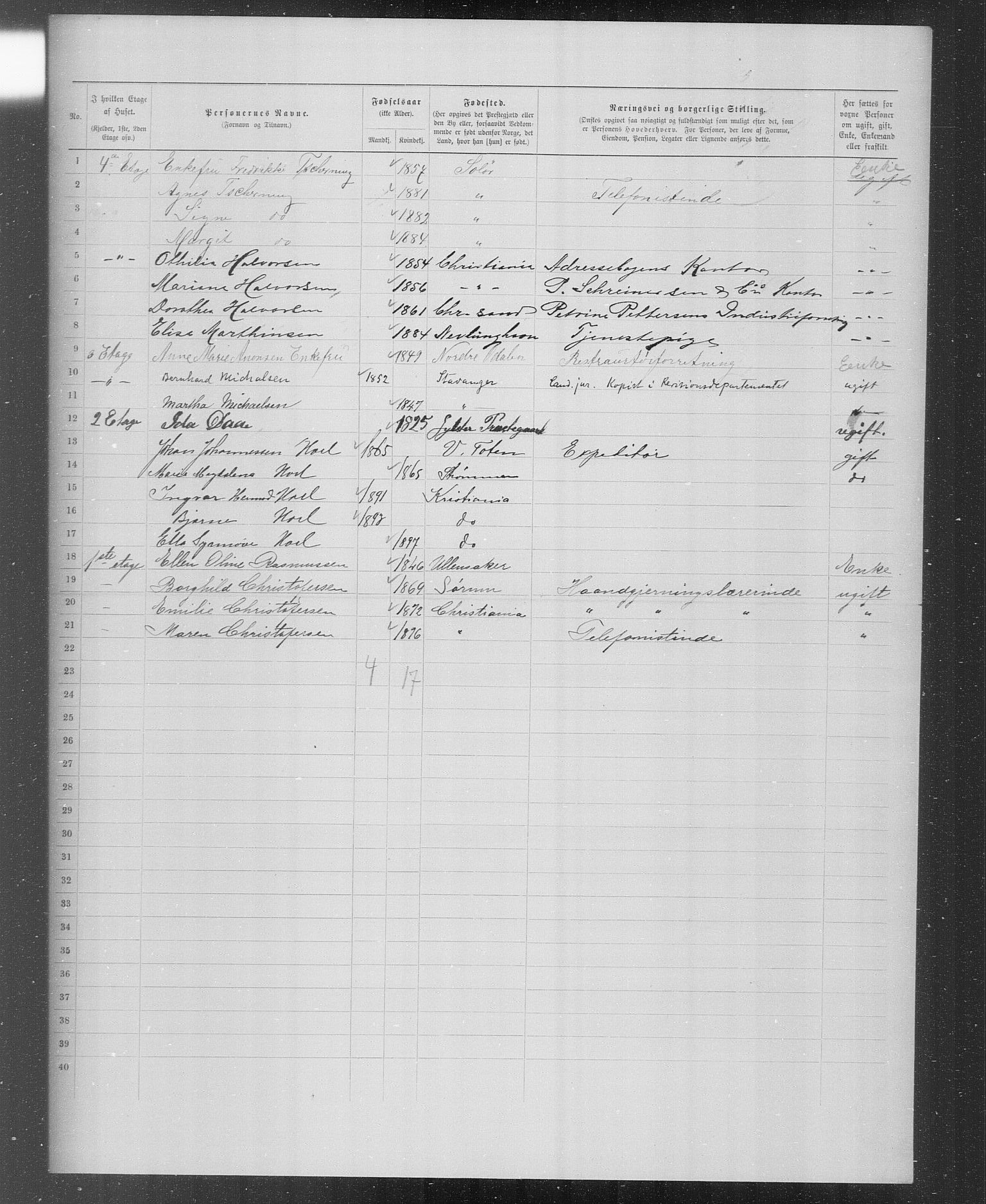 OBA, Municipal Census 1899 for Kristiania, 1899, p. 3862