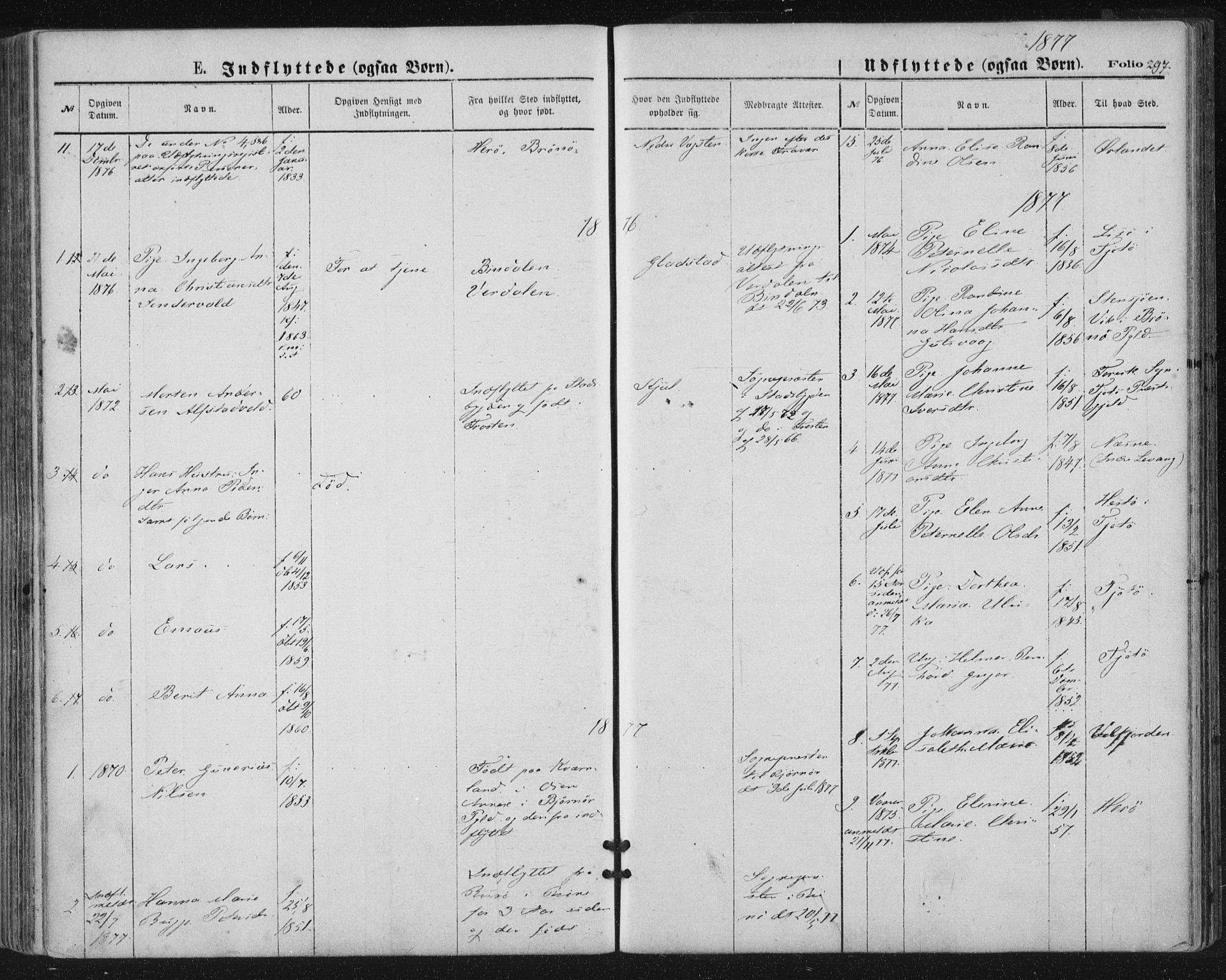 Ministerialprotokoller, klokkerbøker og fødselsregistre - Nordland, SAT/A-1459/816/L0241: Parish register (official) no. 816A07, 1870-1885, p. 297