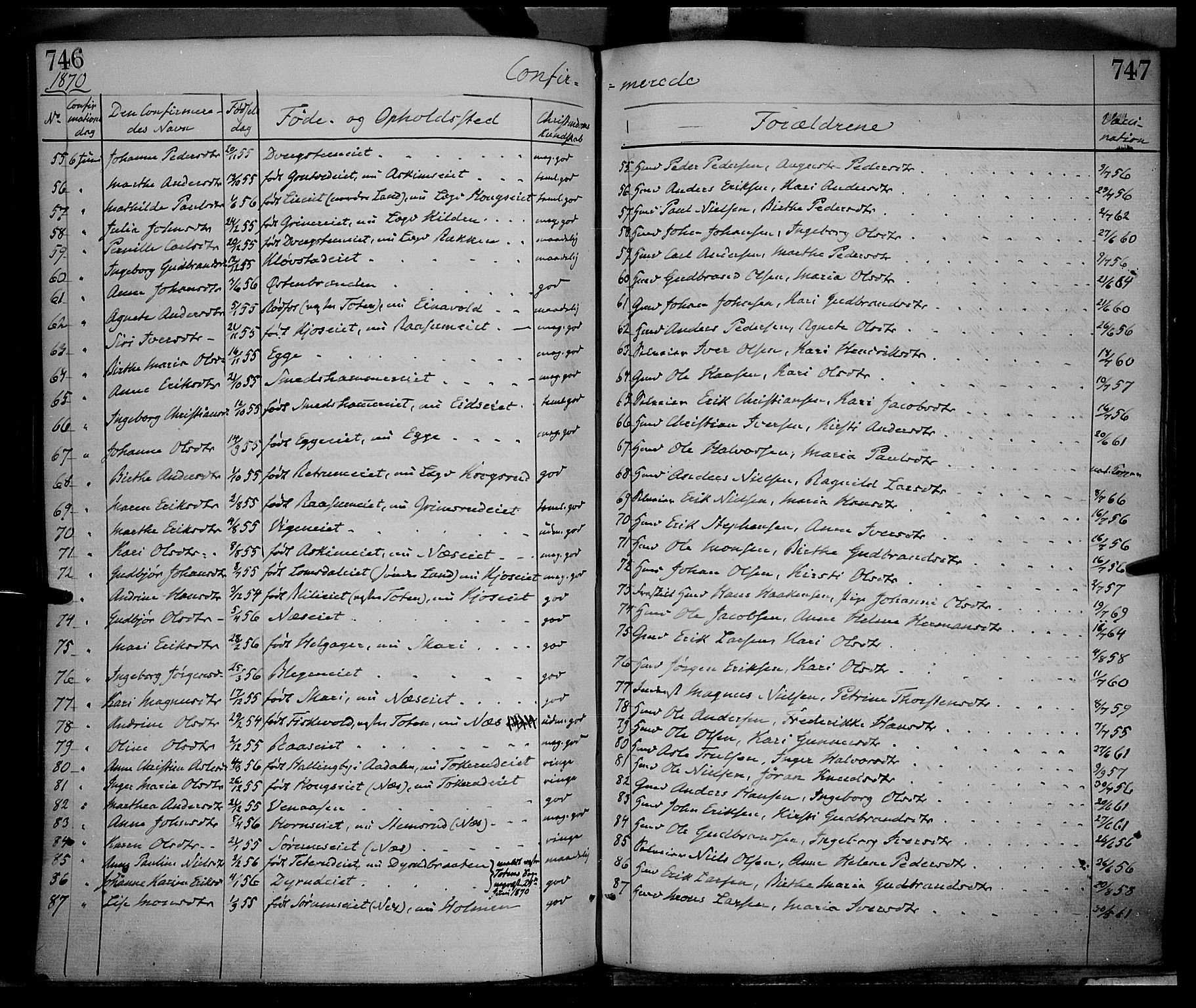 Gran prestekontor, SAH/PREST-112/H/Ha/Haa/L0012: Parish register (official) no. 12, 1856-1874, p. 746-747