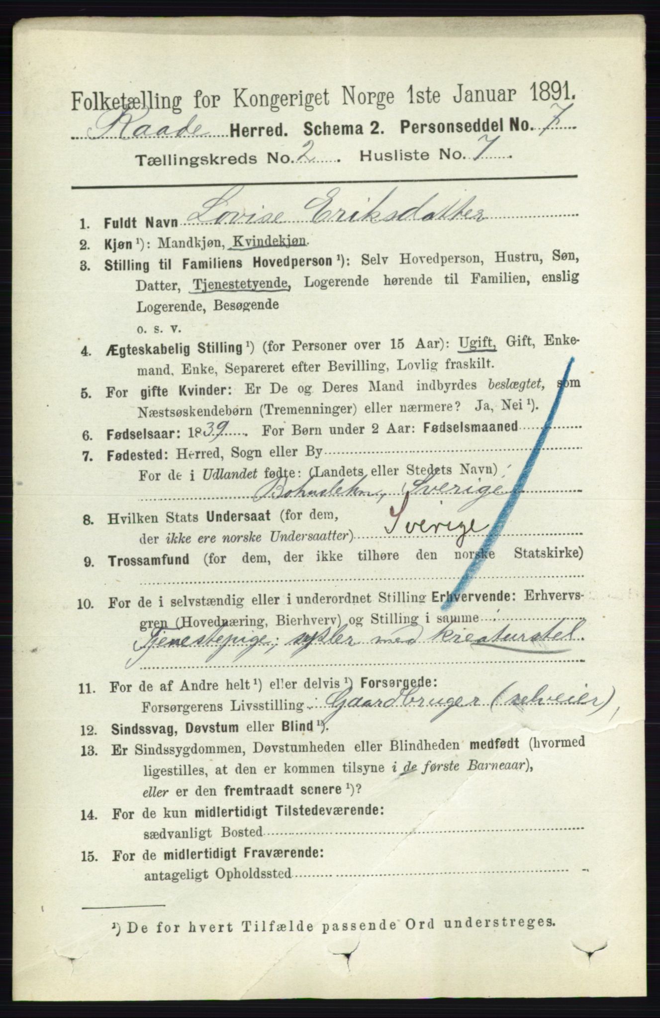 RA, 1891 census for 0135 Råde, 1891, p. 654