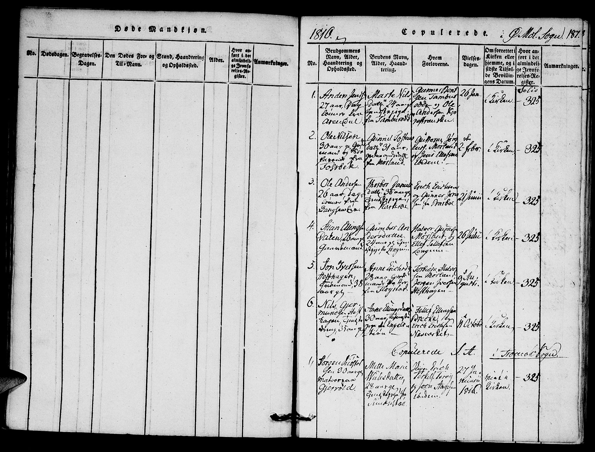 Austre Moland sokneprestkontor, SAK/1111-0001/F/Fa/Faa/L0004: Parish register (official) no. A 4, 1816-1824, p. 187