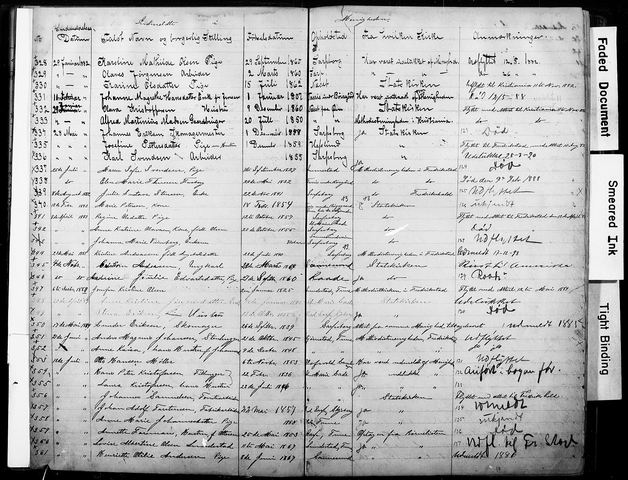 Sarpsborg metodistkirke, SAO/PAO-0233/A/L0002: Dissenter register no. 2, 1856-1890