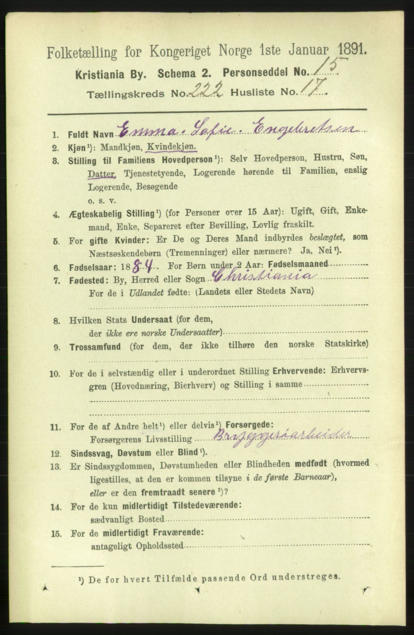 RA, 1891 census for 0301 Kristiania, 1891, p. 133727