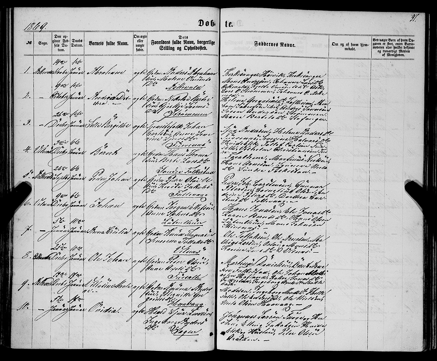 Askvoll sokneprestembete, SAB/A-79501/H/Haa/Haaa/L0012: Parish register (official) no. A 12, 1859-1878, p. 97
