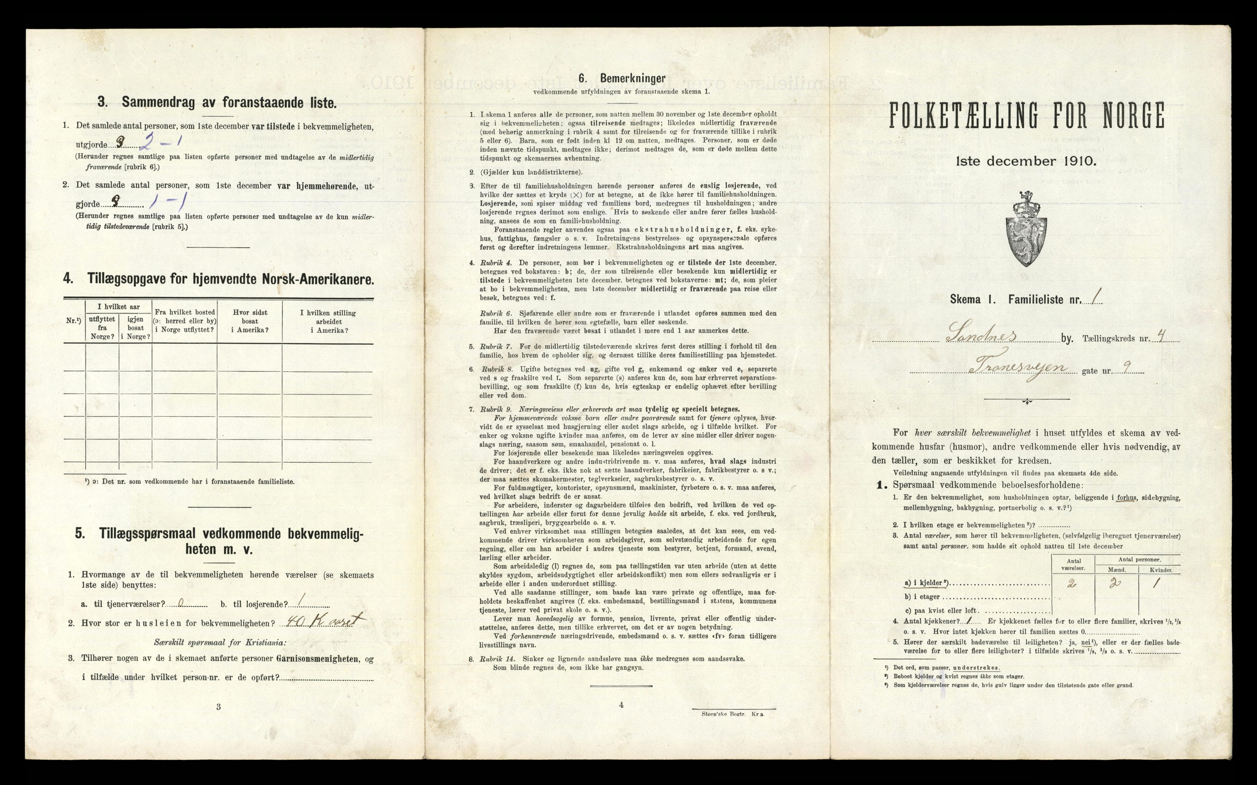 RA, 1910 census for Sandnes, 1910, p. 520