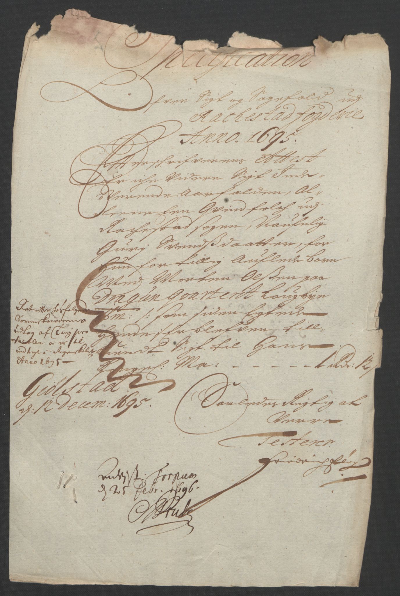 Rentekammeret inntil 1814, Reviderte regnskaper, Fogderegnskap, AV/RA-EA-4092/R07/L0285: Fogderegnskap Rakkestad, Heggen og Frøland, 1695, p. 25