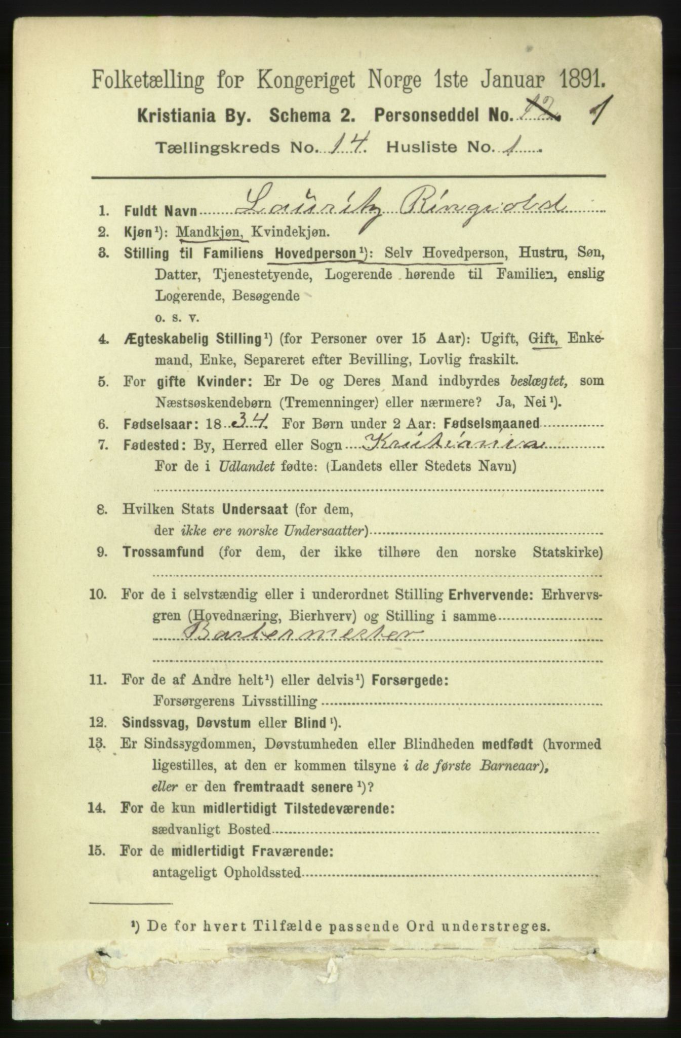 RA, 1891 census for 0301 Kristiania, 1891, p. 6688