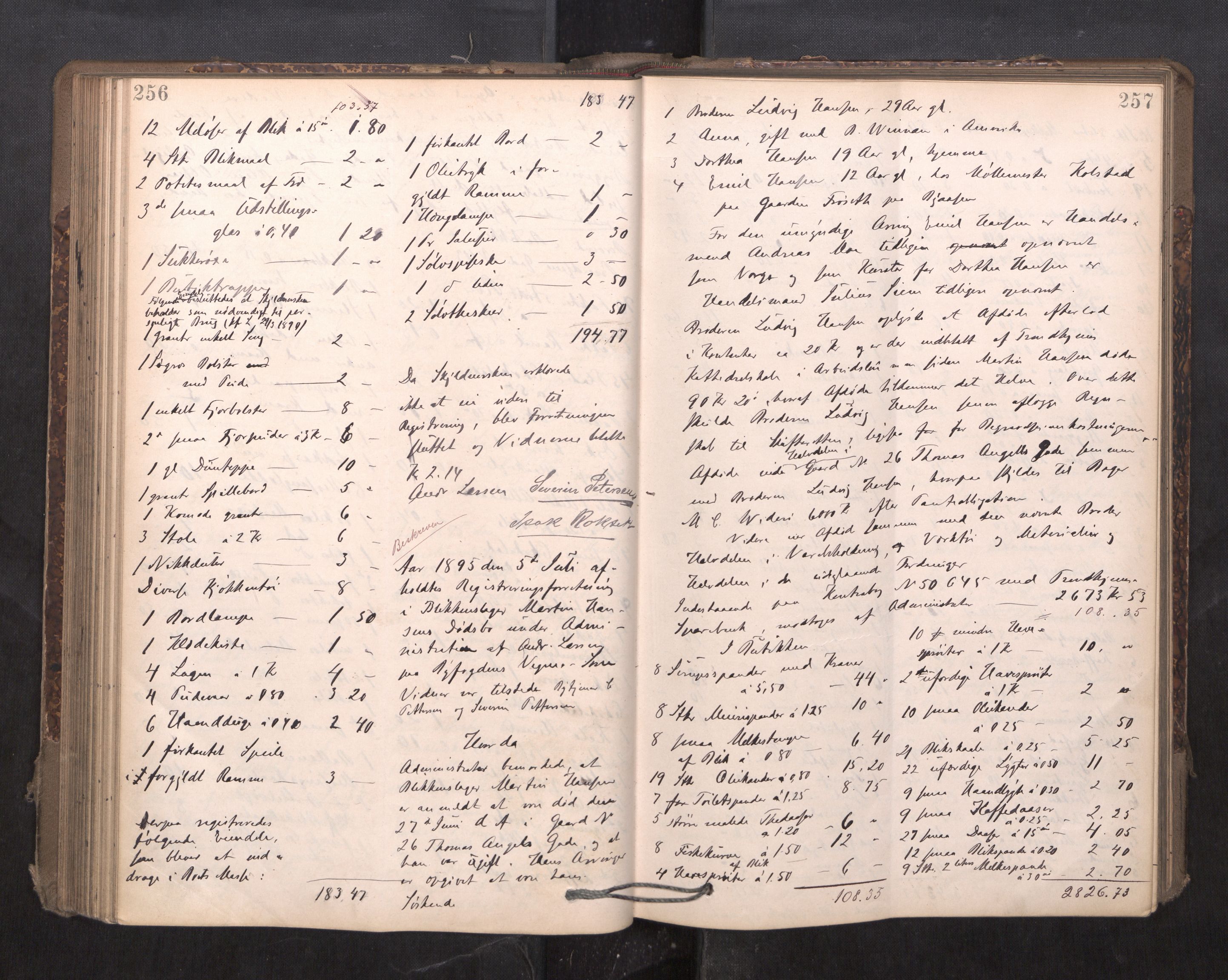 Trondheim byfogd, AV/SAT-A-0003/1/3/3C/L0015: Skifteregistreringsprotokoll - 24/2-21/3 (u/ register), 1893-1899, p. 256-257