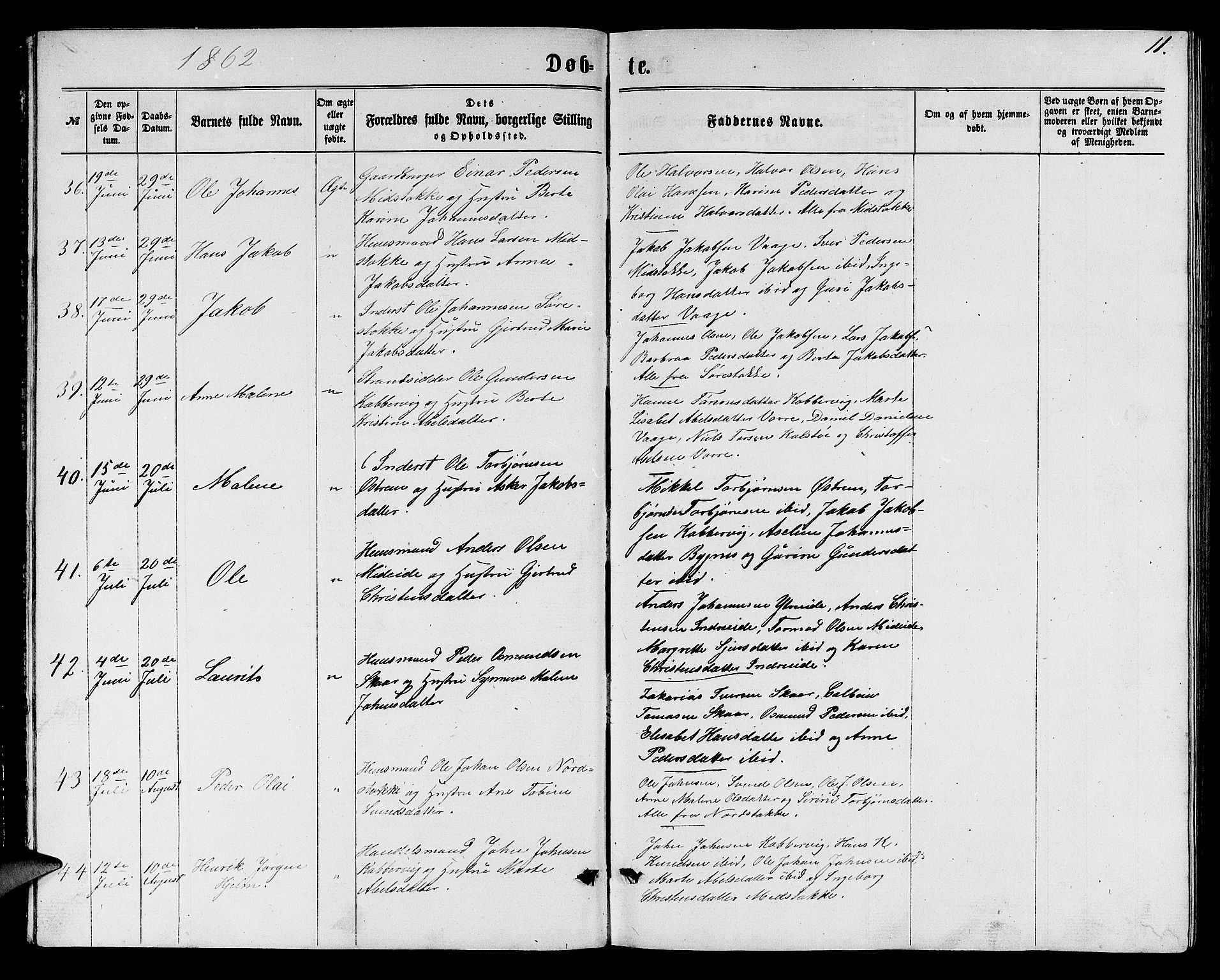 Avaldsnes sokneprestkontor, AV/SAST-A -101851/H/Ha/Hab/L0004: Parish register (copy) no. B 4, 1861-1876, p. 11