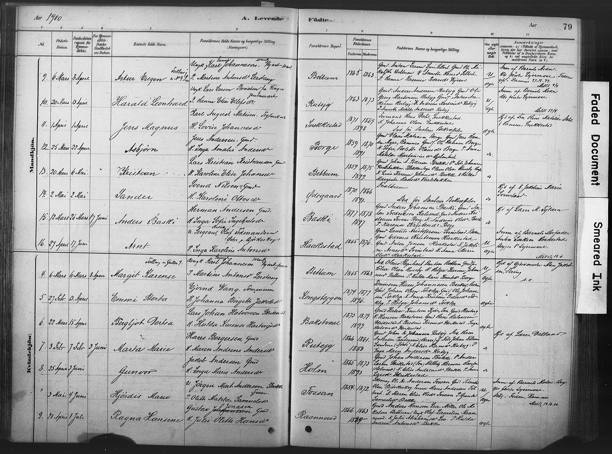 Våle kirkebøker, SAKO/A-334/F/Fa/L0011: Parish register (official) no. I 11, 1878-1906, p. 79