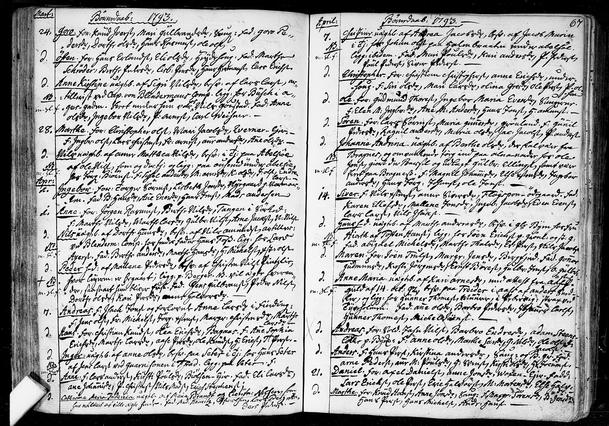 Aker prestekontor kirkebøker, SAO/A-10861/F/L0010: Parish register (official) no. 10, 1786-1809, p. 67