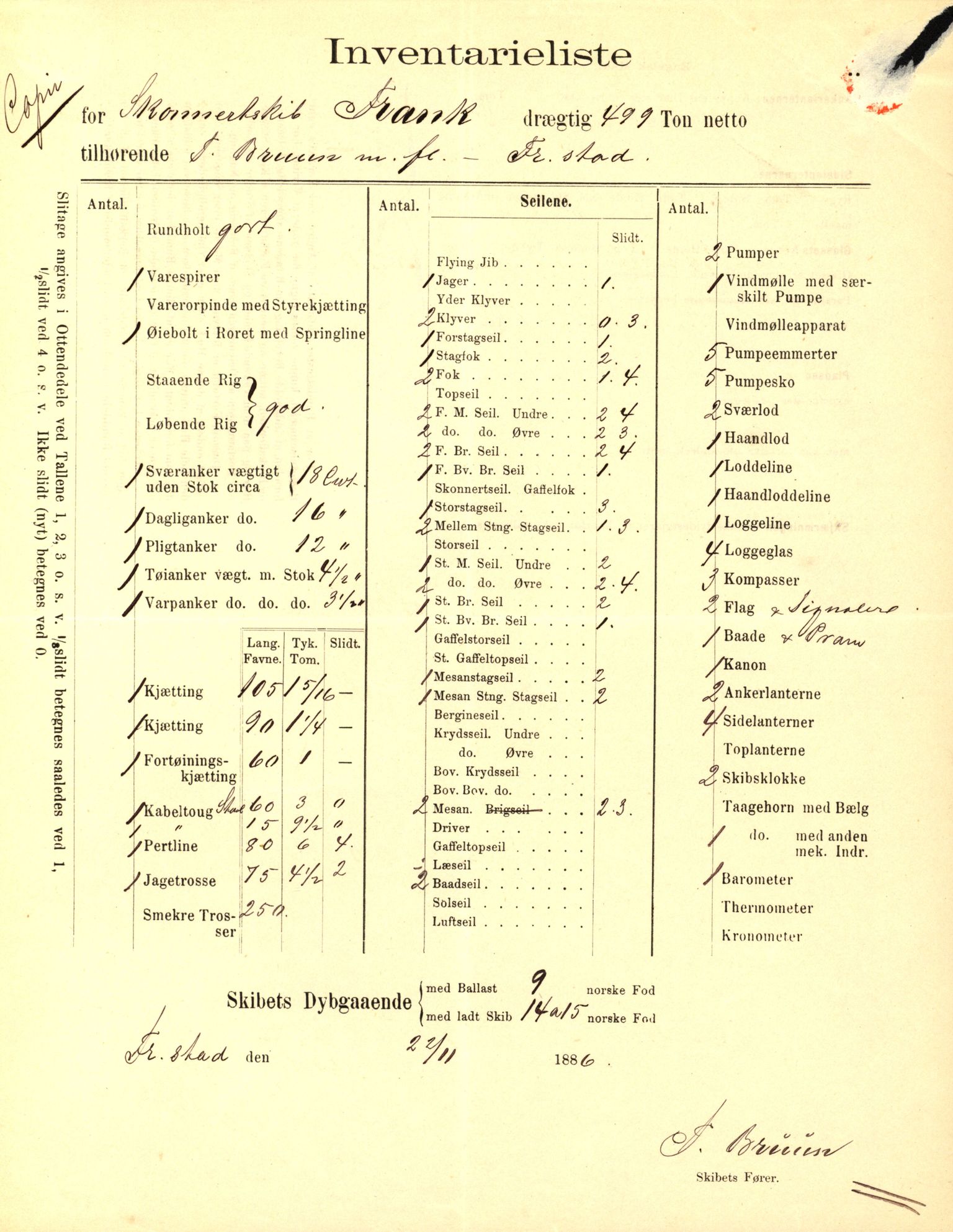 Pa 63 - Østlandske skibsassuranceforening, VEMU/A-1079/G/Ga/L0023/0002: Havaridokumenter / Flora, Frank, Freidig, Sophie, Wilhelmine, 1888, p. 16