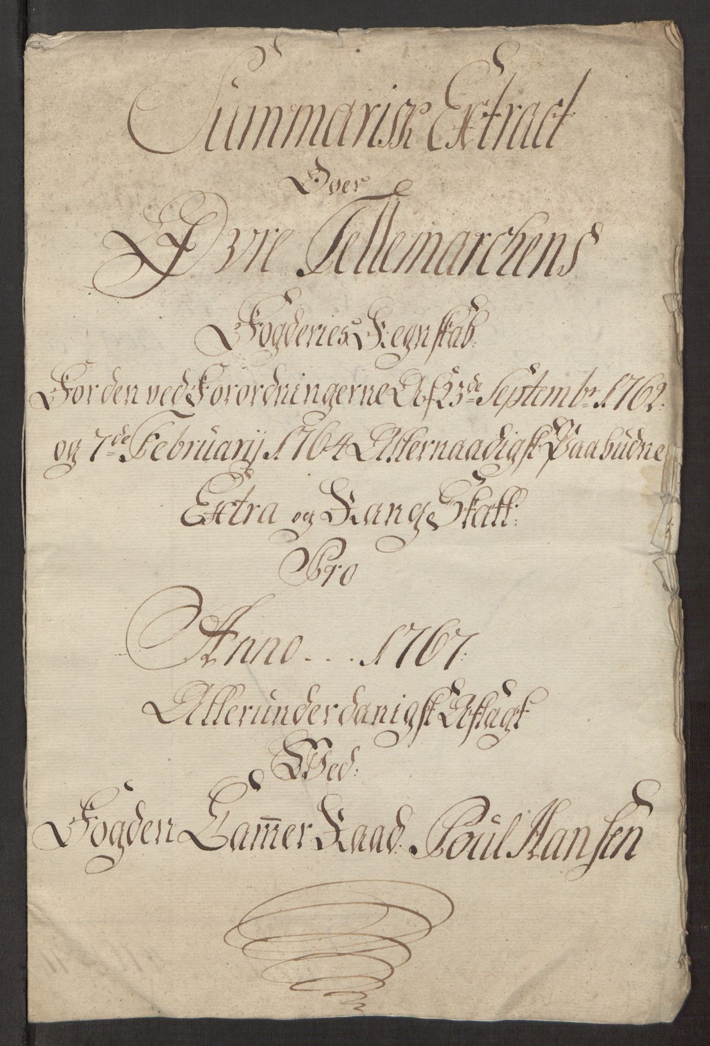 Rentekammeret inntil 1814, Reviderte regnskaper, Fogderegnskap, AV/RA-EA-4092/R38/L2293: Ekstraskatten Øvre Telemark, 1762-1770, p. 91