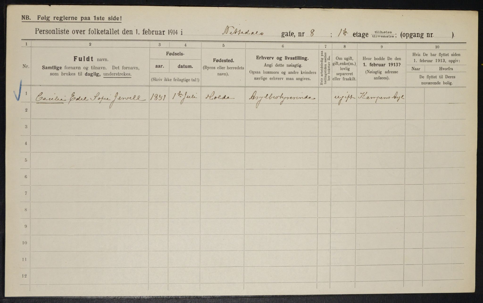 OBA, Municipal Census 1914 for Kristiania, 1914, p. 71269
