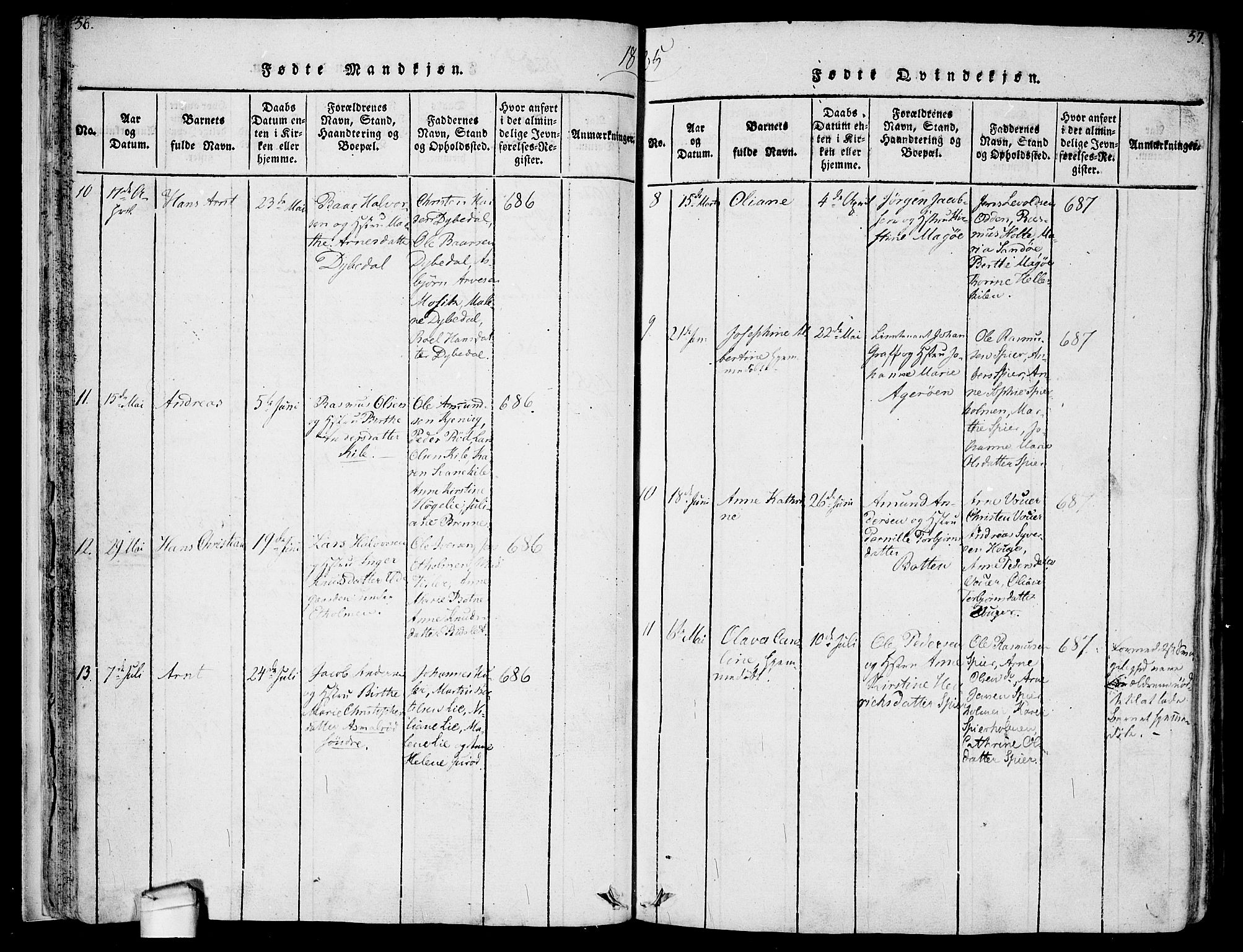 Hvaler prestekontor Kirkebøker, AV/SAO-A-2001/F/Fa/L0005: Parish register (official) no. I 5, 1816-1845, p. 56-57