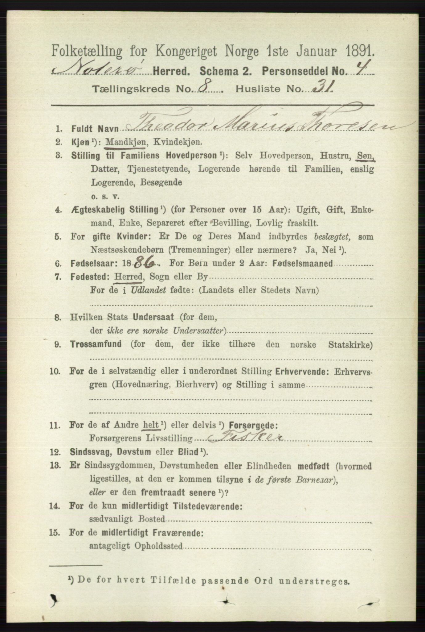 RA, 1891 census for 0722 Nøtterøy, 1891, p. 4032