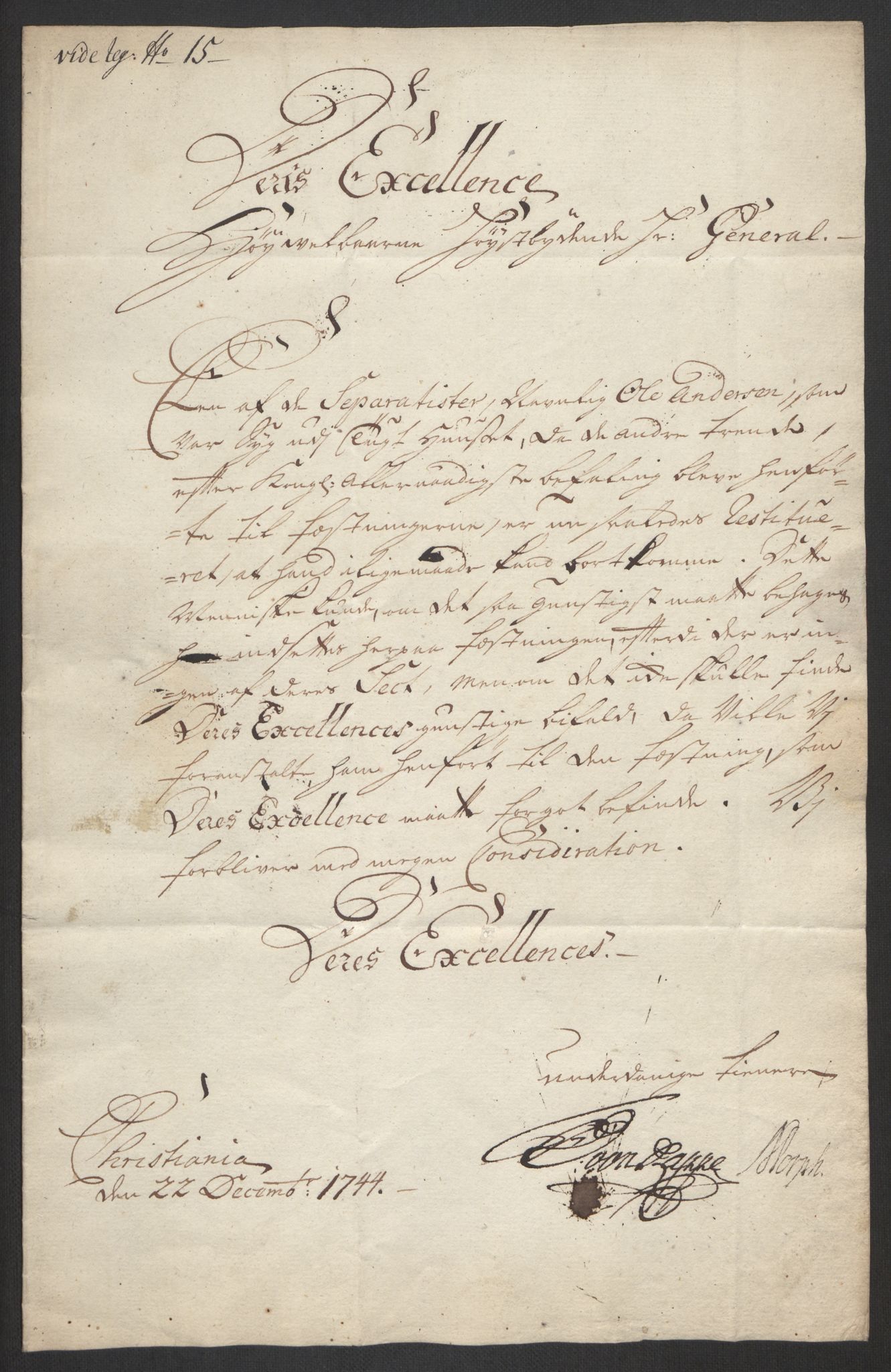 Kommanderende general (KG I) med Det norske krigsdirektorium, AV/RA-EA-5419/D/L0062: Stattholderens, stiftamtmenns og amtmenns brev, 1741-1745, p. 287