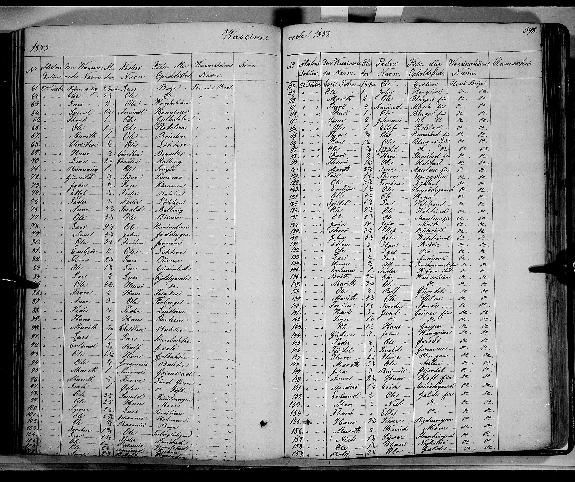 Lom prestekontor, SAH/PREST-070/K/L0006: Parish register (official) no. 6B, 1837-1863, p. 598