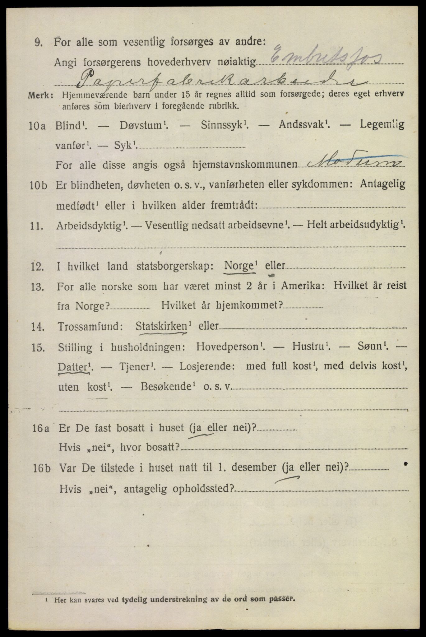 SAKO, 1920 census for Modum, 1920, p. 10028