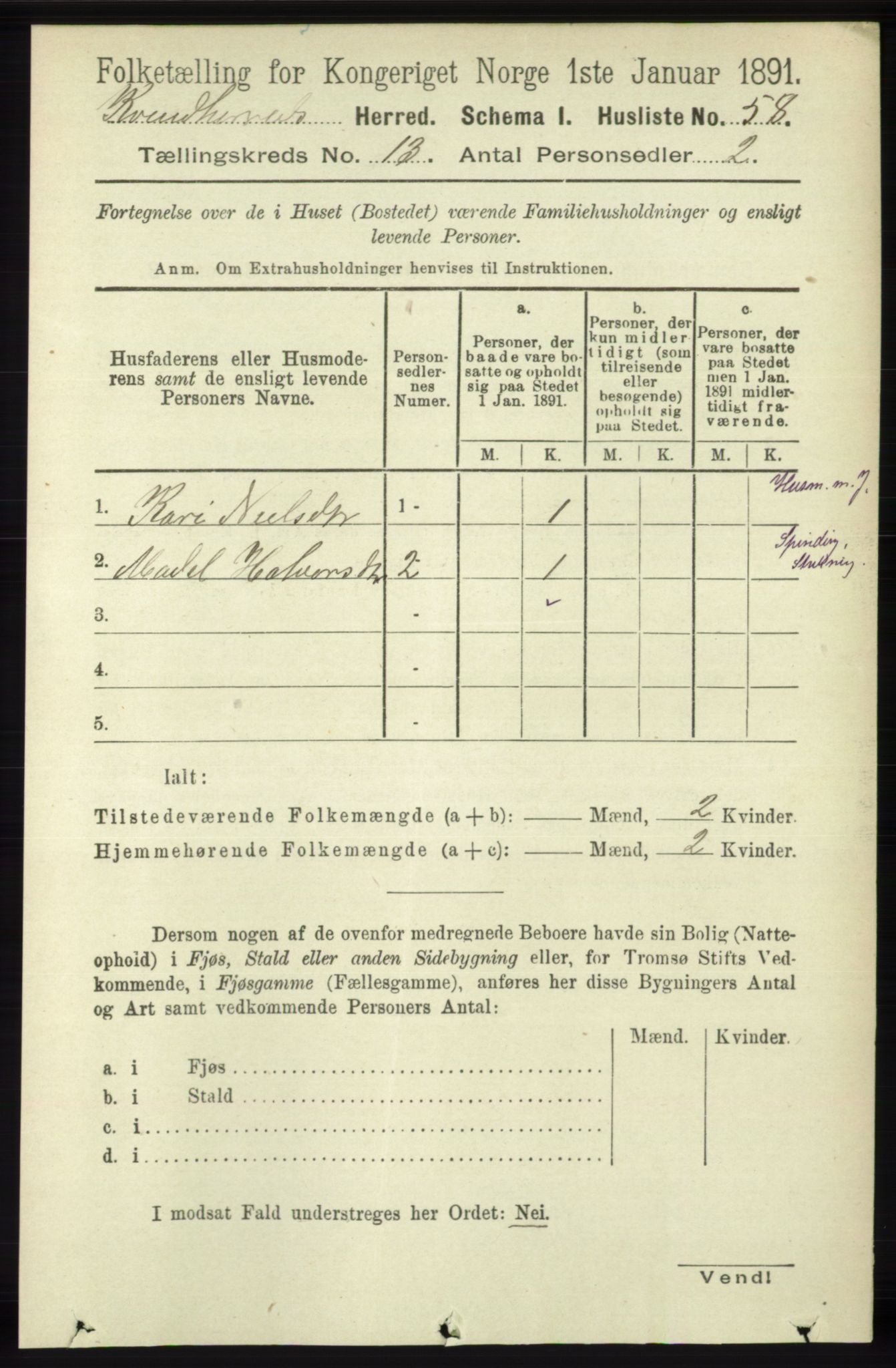 RA, 1891 census for 1224 Kvinnherad, 1891, p. 4264