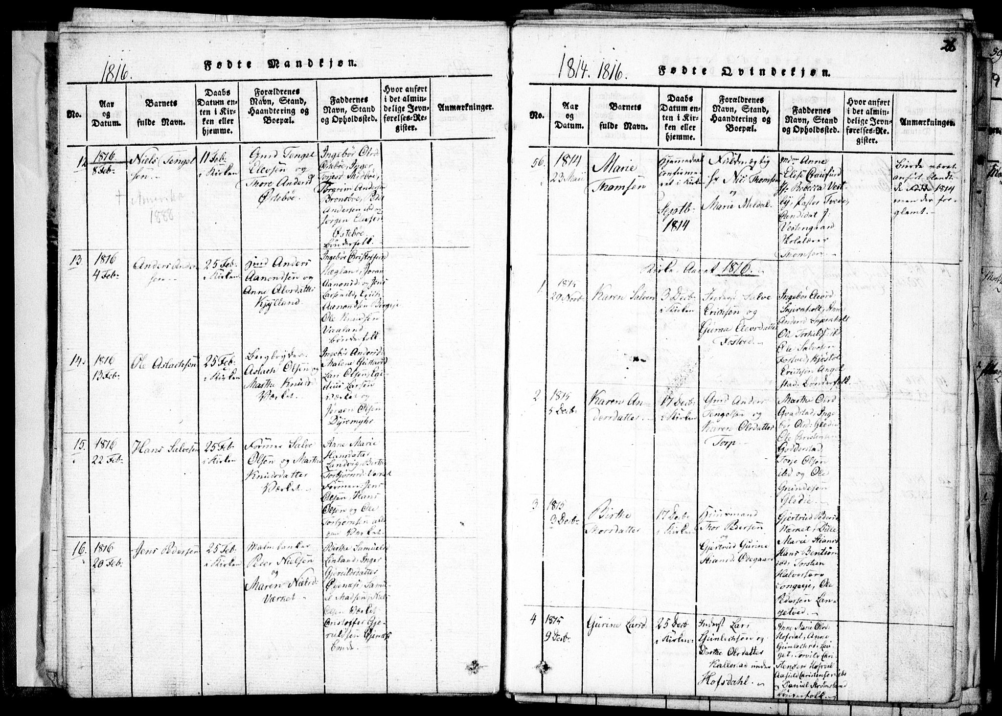 Holt sokneprestkontor, AV/SAK-1111-0021/F/Fa/L0005: Parish register (official) no. A 5, 1813-1821, p. 26