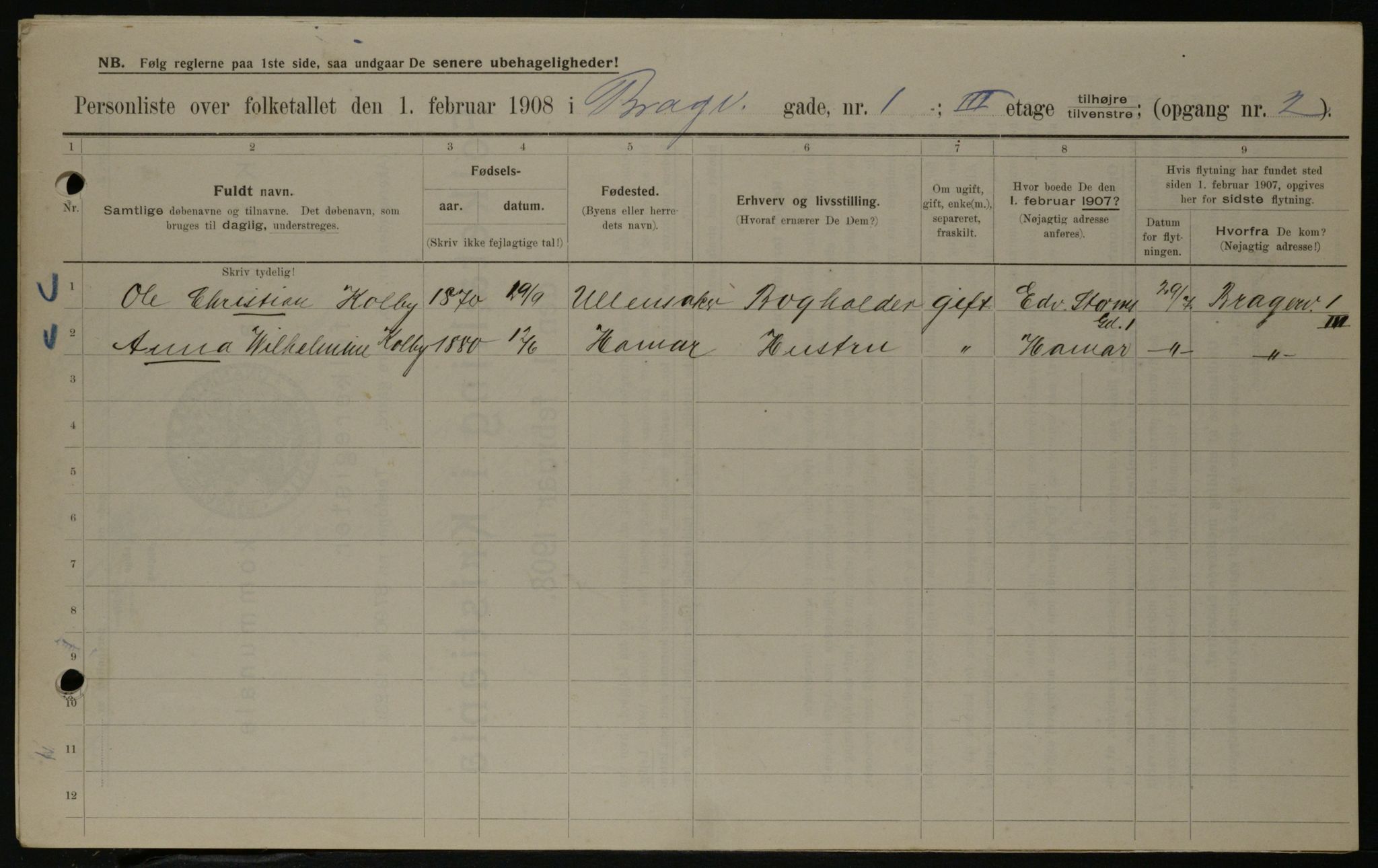 OBA, Municipal Census 1908 for Kristiania, 1908, p. 7813