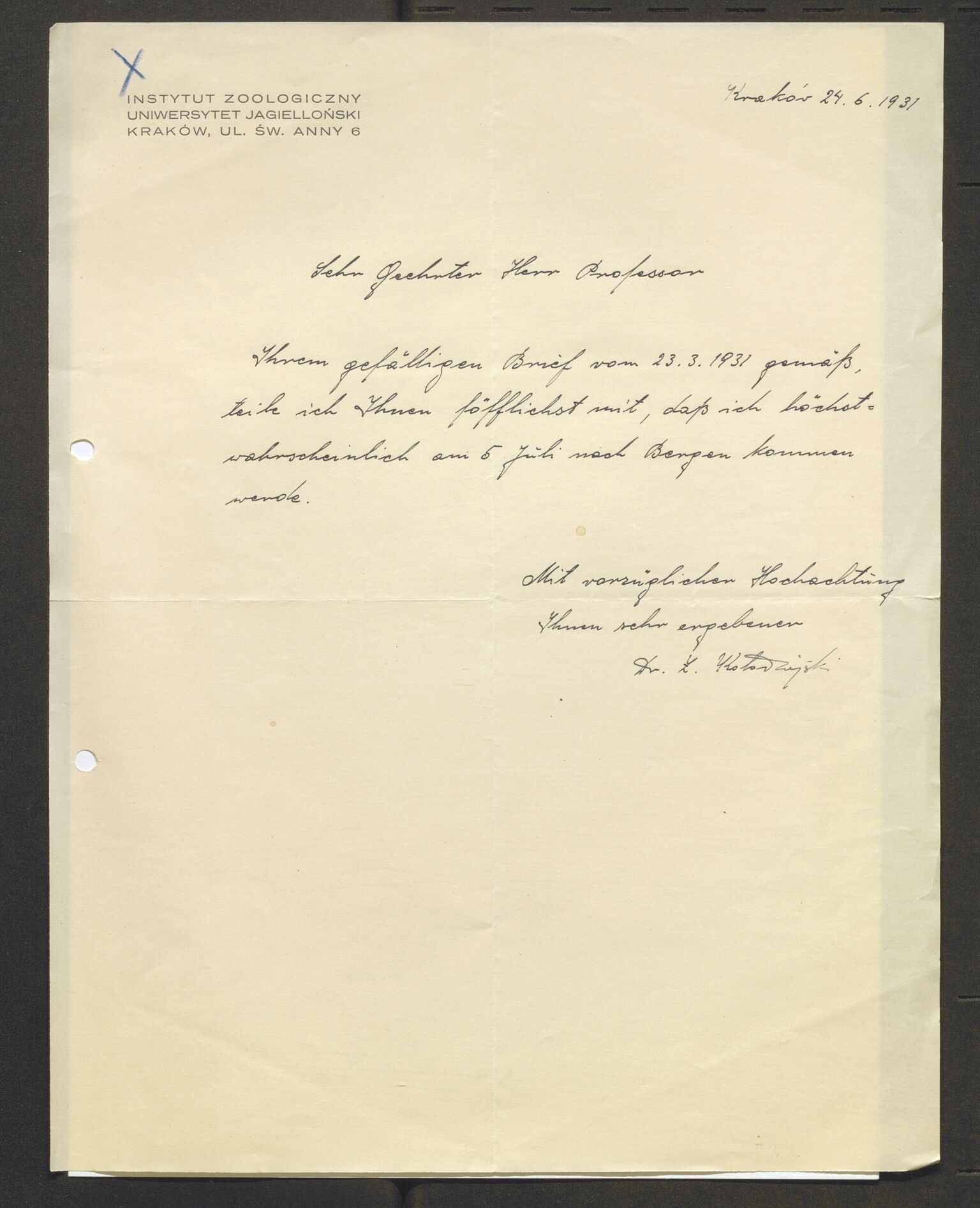 Bergens Museum, AV/SAB-A-17301/13/D/L0002: Korrespondanse , 1928-1940, p. 128