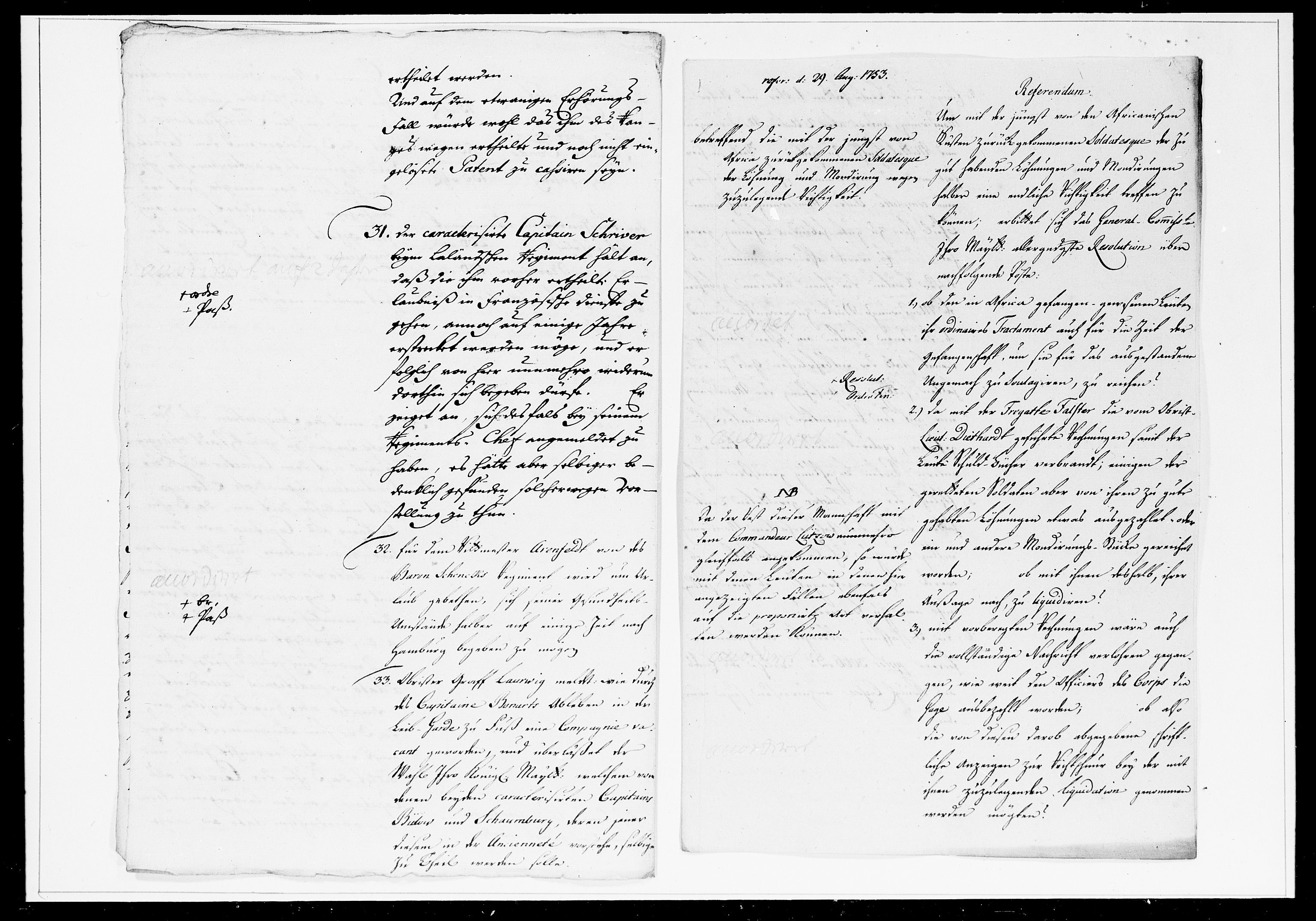 Krigskollegiet, Krigskancelliet, DRA/A-0006/-/1241-1247: Refererede sager, 1753, p. 279