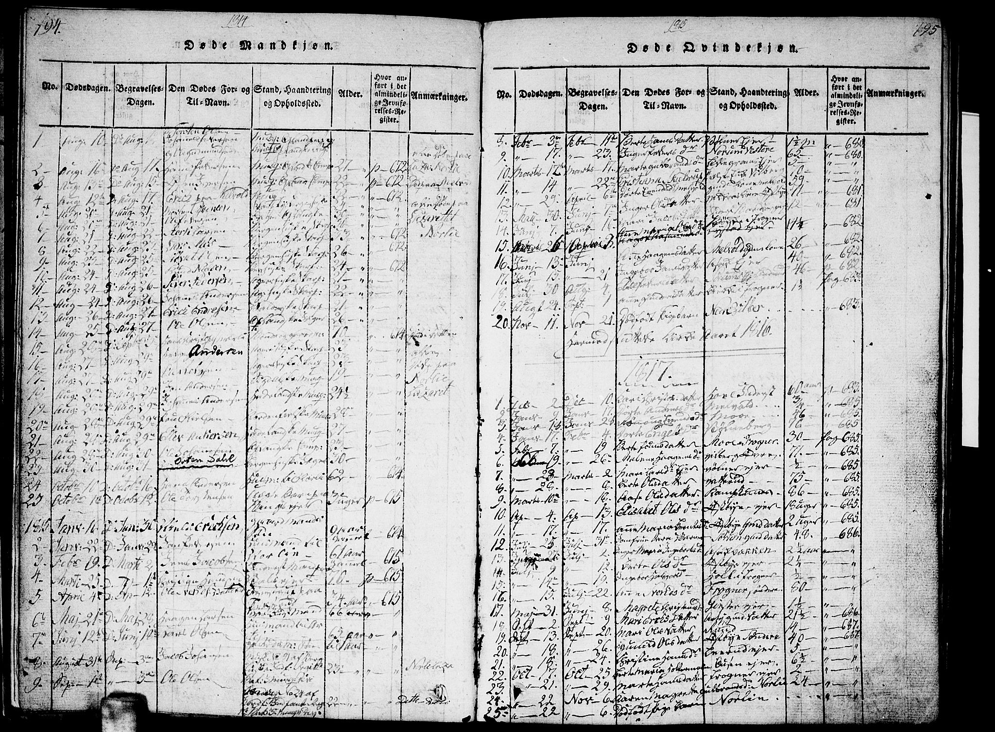 Sørum prestekontor Kirkebøker, AV/SAO-A-10303/G/Ga/L0001: Parish register (copy) no. I 1, 1814-1829, p. 194-195