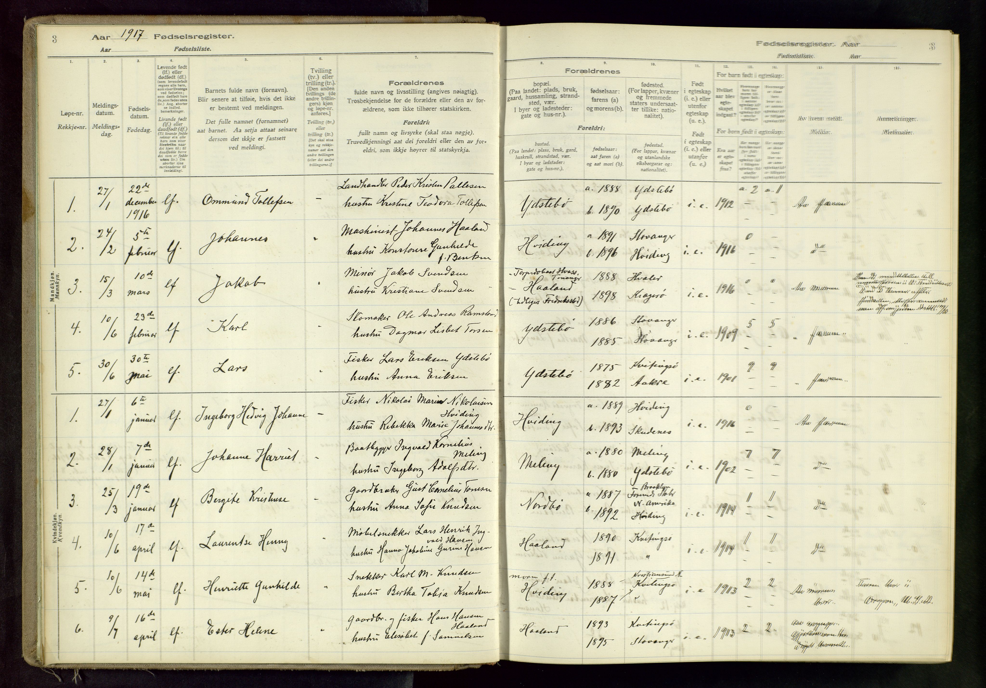 Randaberg sokneprestkontor, AV/SAST-A-101798/001/A/L0004: Birth register no. 4, 1916-1982, p. 3