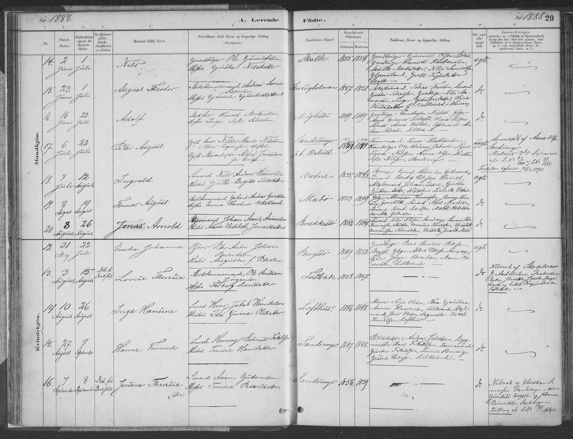 Vestre Moland sokneprestkontor, AV/SAK-1111-0046/F/Fa/Fab/L0009: Parish register (official) no. A 9, 1884-1899, p. 29