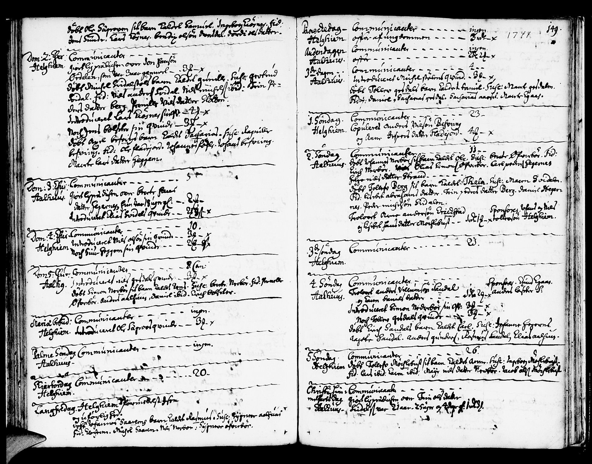 Jølster sokneprestembete, AV/SAB-A-80701/H/Haa/Haaa/L0002: Parish register (official) no. A 2, 1731-1749, p. 148-149