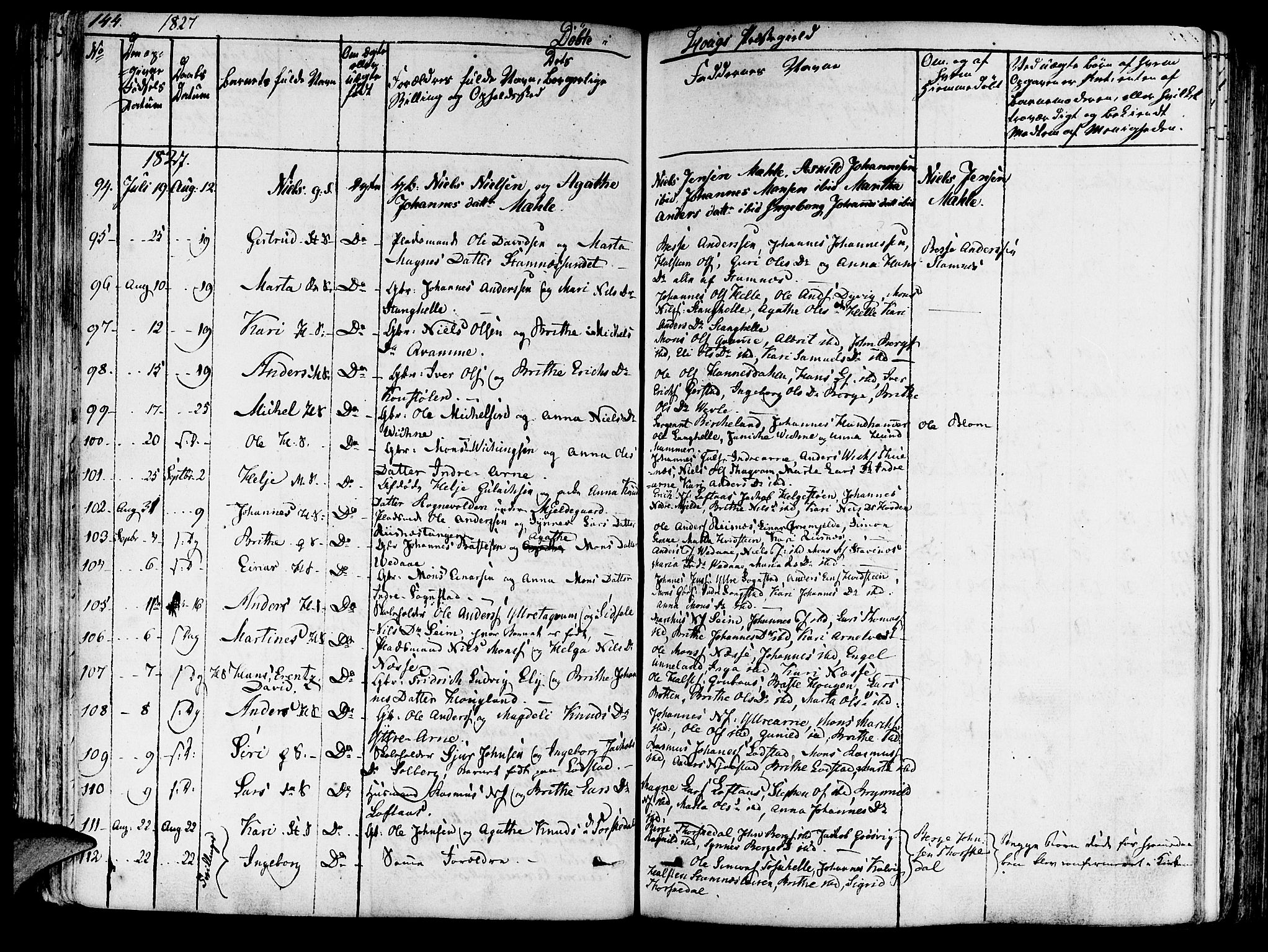 Haus sokneprestembete, SAB/A-75601/H/Haa: Parish register (official) no. A 13, 1821-1827, p. 144
