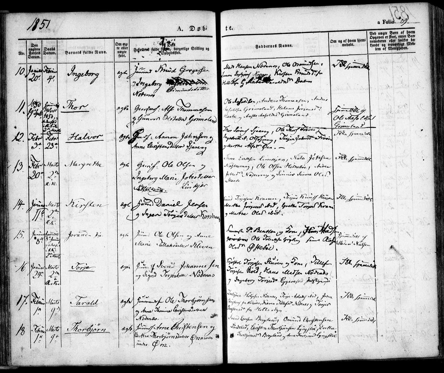 Søndeled sokneprestkontor, AV/SAK-1111-0038/F/Fa/L0002: Parish register (official) no. A 2, 1839-1860, p. 89