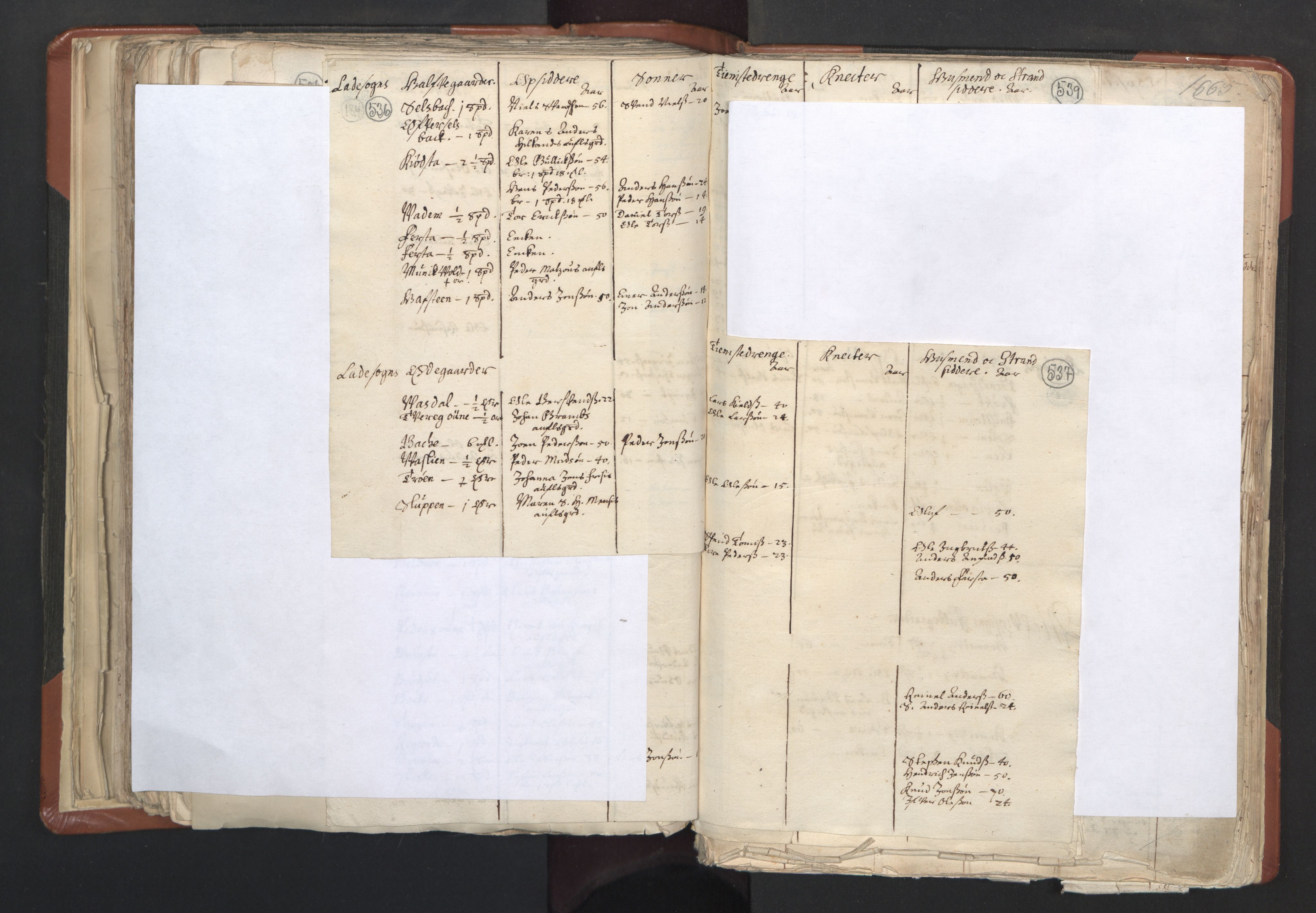 RA, Vicar's Census 1664-1666, no. 31: Dalane deanery, 1664-1666, p. 536-537