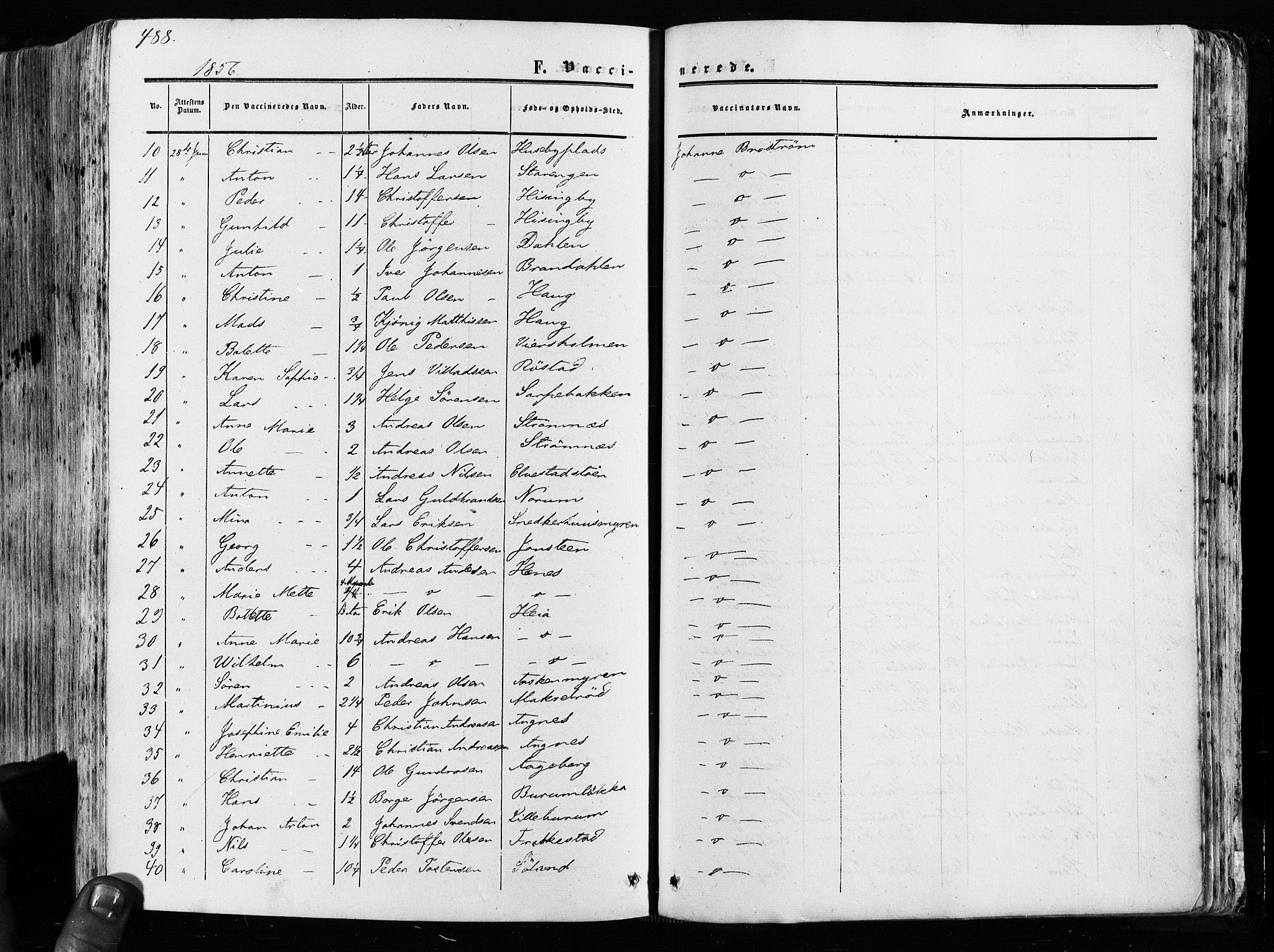 Råde prestekontor kirkebøker, AV/SAO-A-2009/F/Fa/L0006: Parish register (official) no. 6, 1854-1877, p. 488